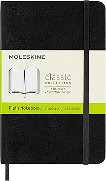 Moleskine Classic Notebook, Soft Cover, Pocket 3.5" x 5.5" Plain/Blank, Black, 192 Pages