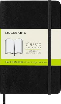 Moleskine Classic Notebook, Soft Cover, Pocket 3.5" x 5.5" Plain/Blank, Black, 192 Pages