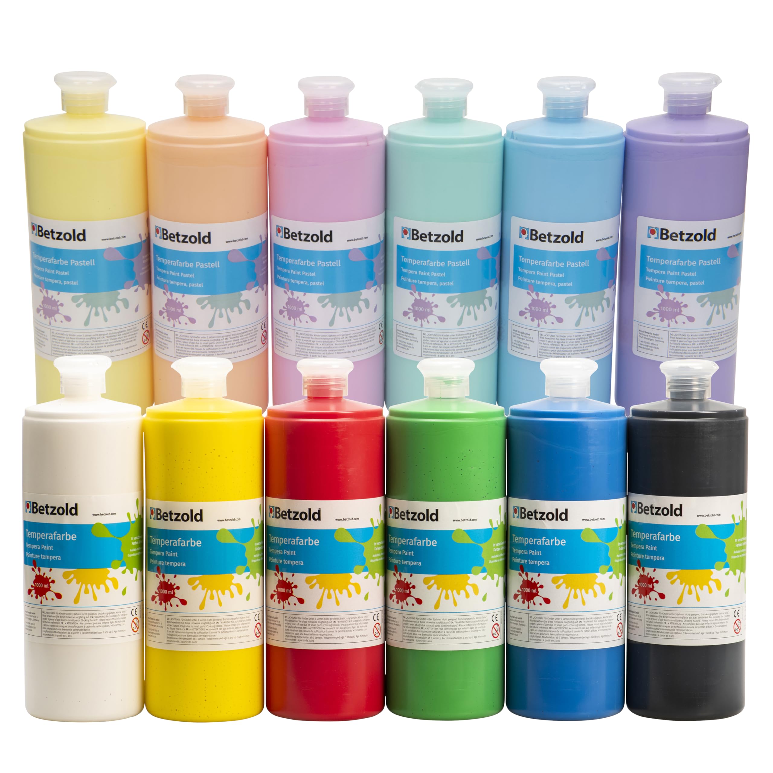 Betzold Temperafarben, 6er-Set je 1 Liter flüssige Malfarben | Kunst-Unterricht