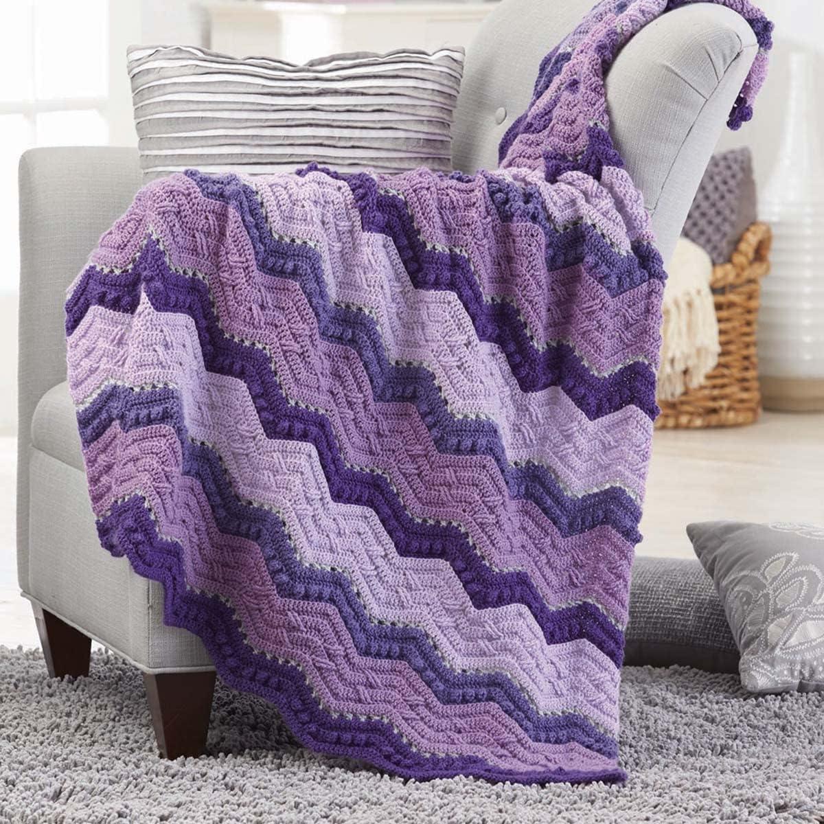 Herrschners Lavender & Lilac Afghan Crochet Kit