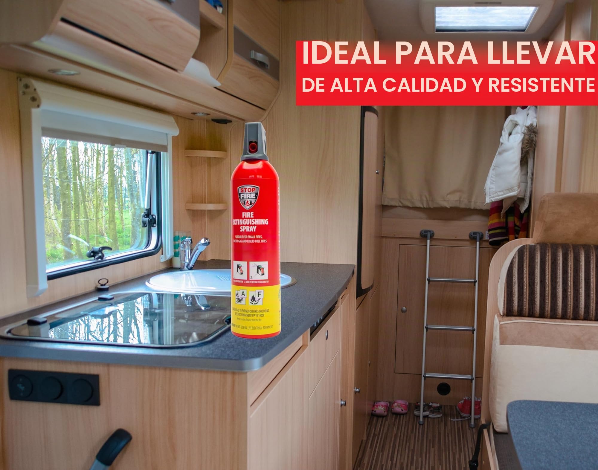 IWH - Spray extintor de incendios de 750 ml | Extintor de espuma compacto A+F ideal para camping, coche, casa y tiempo libre | pequeño spray extintor ideal también para viajes | Contenido: 3 x 750 ml