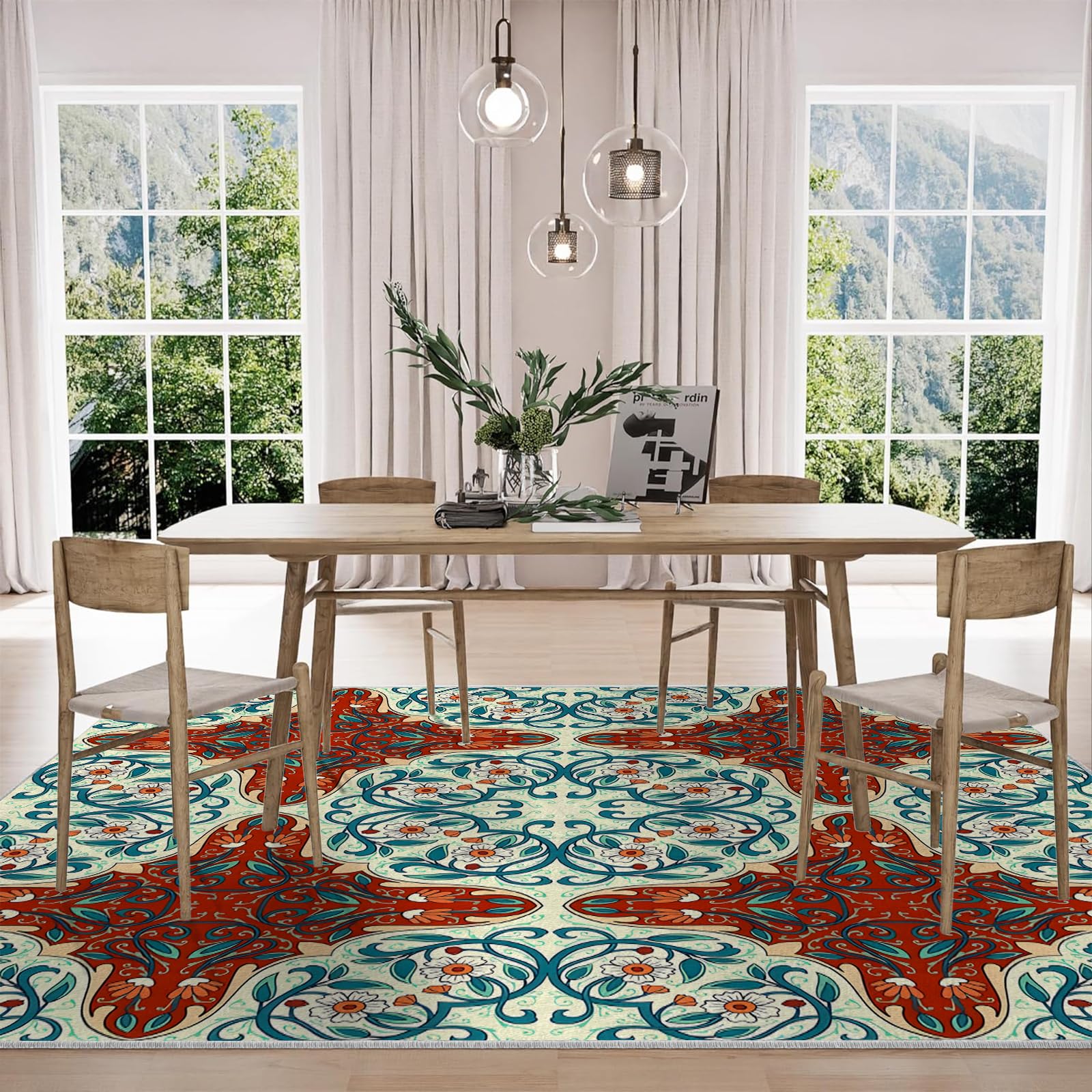 Amazon.com: Vine Floral Area Rug 6x9 - Soft Low Pile Vintage Rug