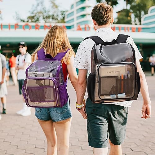 Miniatura 7 de Mochilas transparentes para la escuela, mochila transparente grande con múltiples bolsillos, mochila transparente de PVC para universidad, ámbar