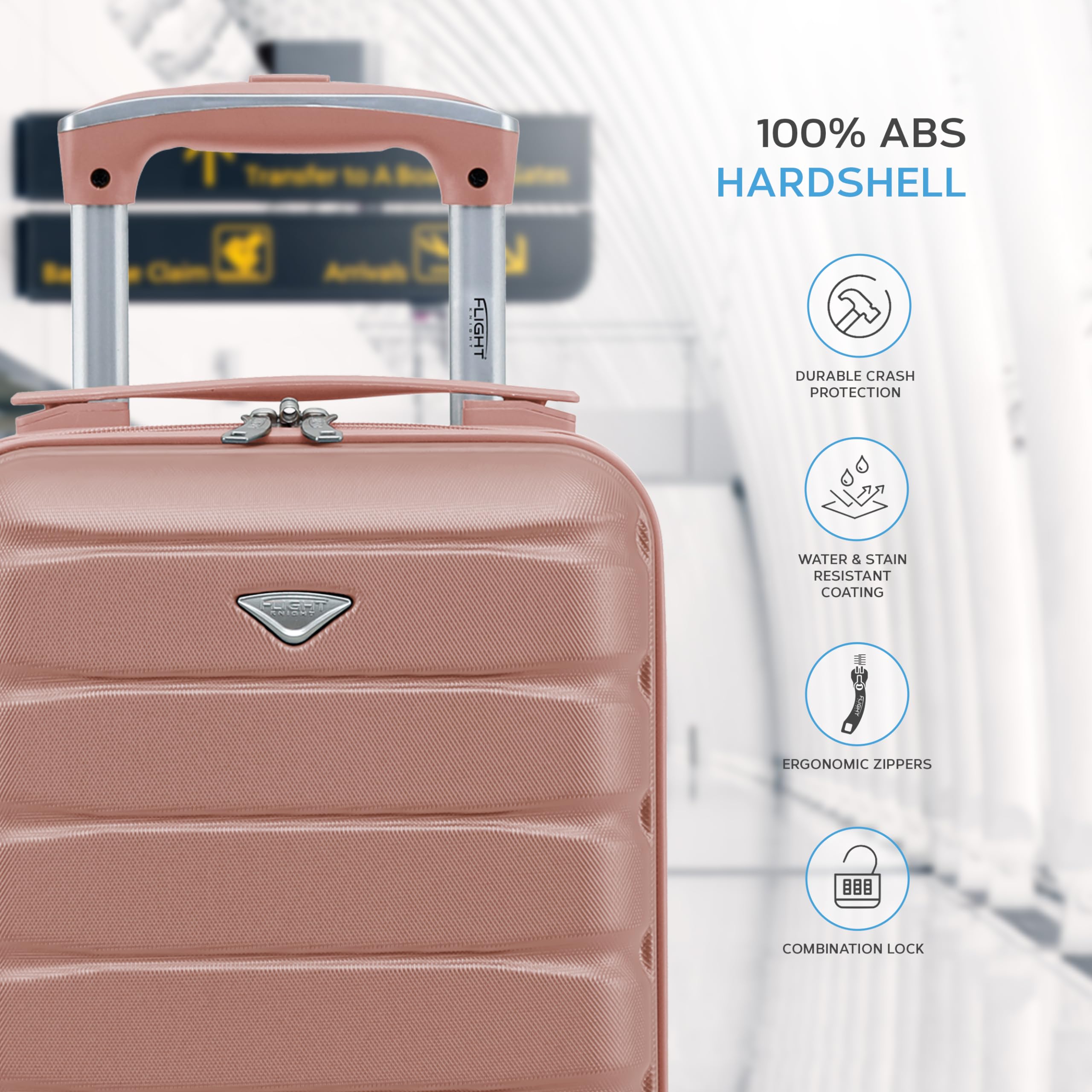 Flight Knight Childrens Lightweight 4 Wheel Hard Case Suitcase - Approved with No Extra Charges for easyJet, Ryanair and Many More - Kids Cabin Carry On Hand Luggage 40x20x25cm