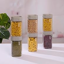 Nayasa Refresh Container 1150 ML BPA Free Food Grade Airtight Kitchen Storage Stackable Containers- Set Of 6 | Grey