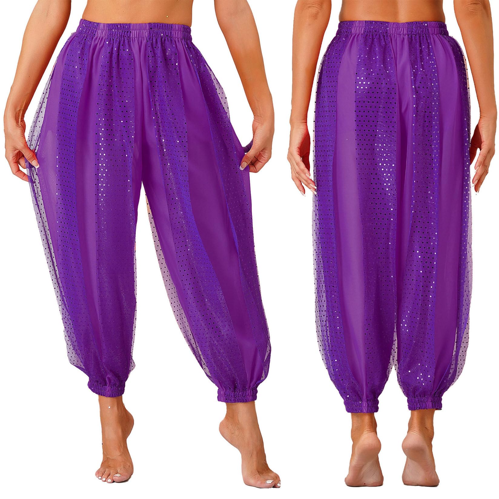 Runhomal Indyjskie spodnie do tańca brzucha damskie spodnie do tańca orientalnego do jogi pilates jazz harem