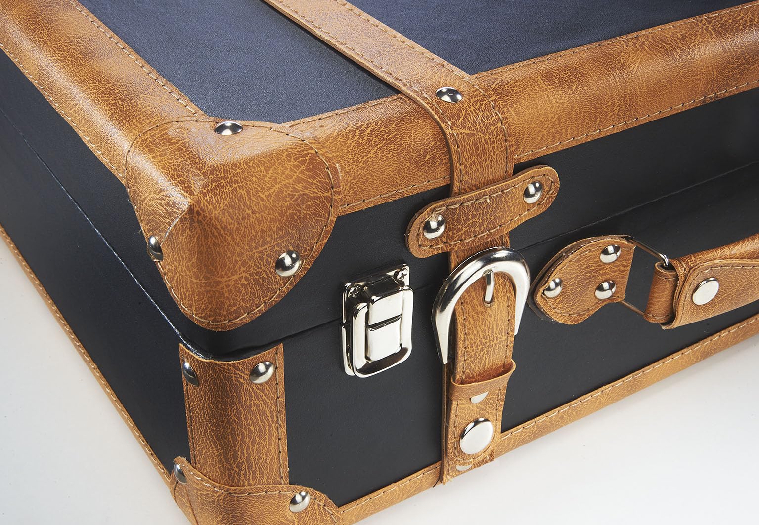 Kobolo Dekokoffer Koffer Vintage Retro - MDF mit Kunstlederüberzug - braun - Metallschließen