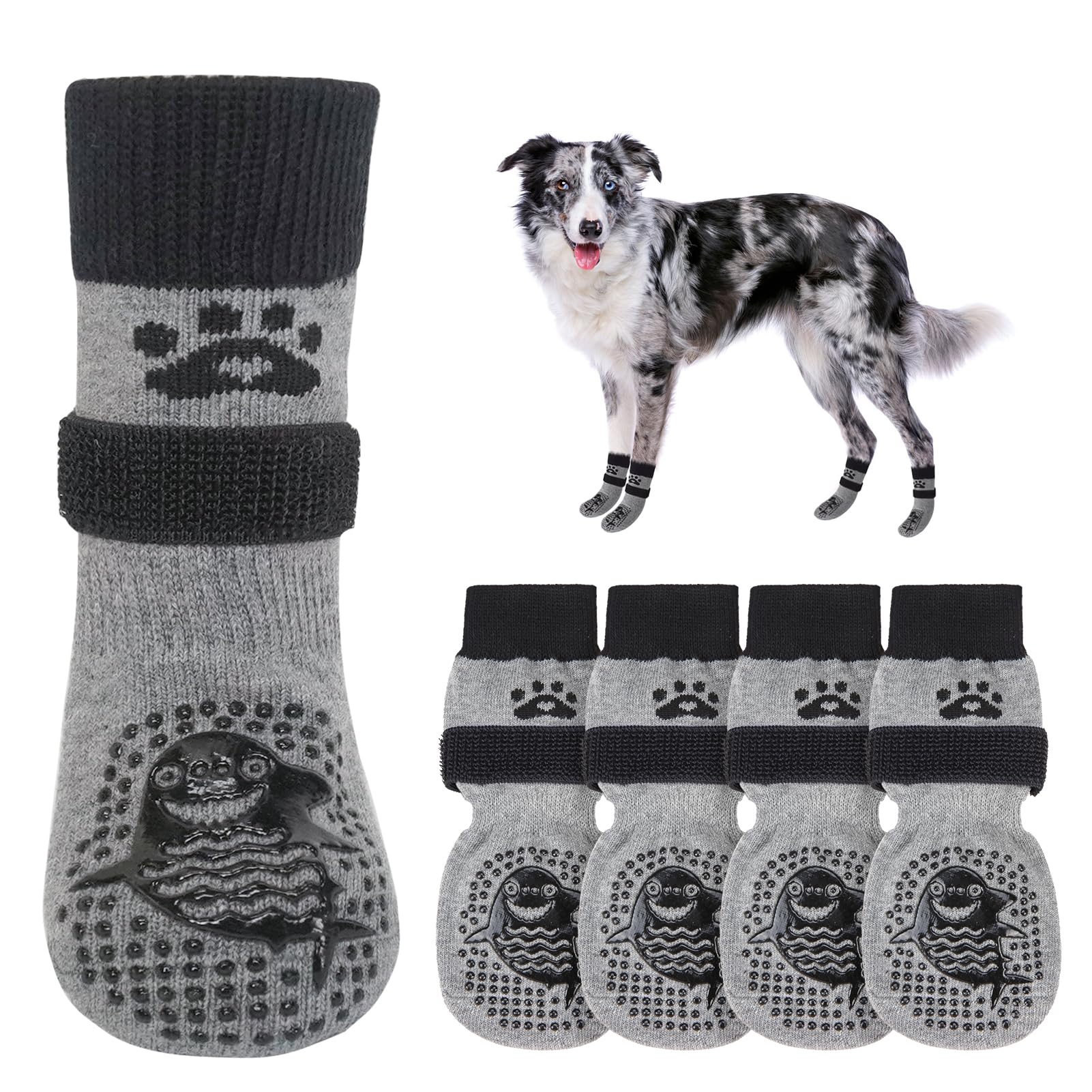 SCENEREAL Dog Socks to Prevent Licking Paws for Hot/Cold Pavement Anti Slip, Dog Shoes for Hardwood Floors, Dog Boots & Paw Protectors with Grippers
