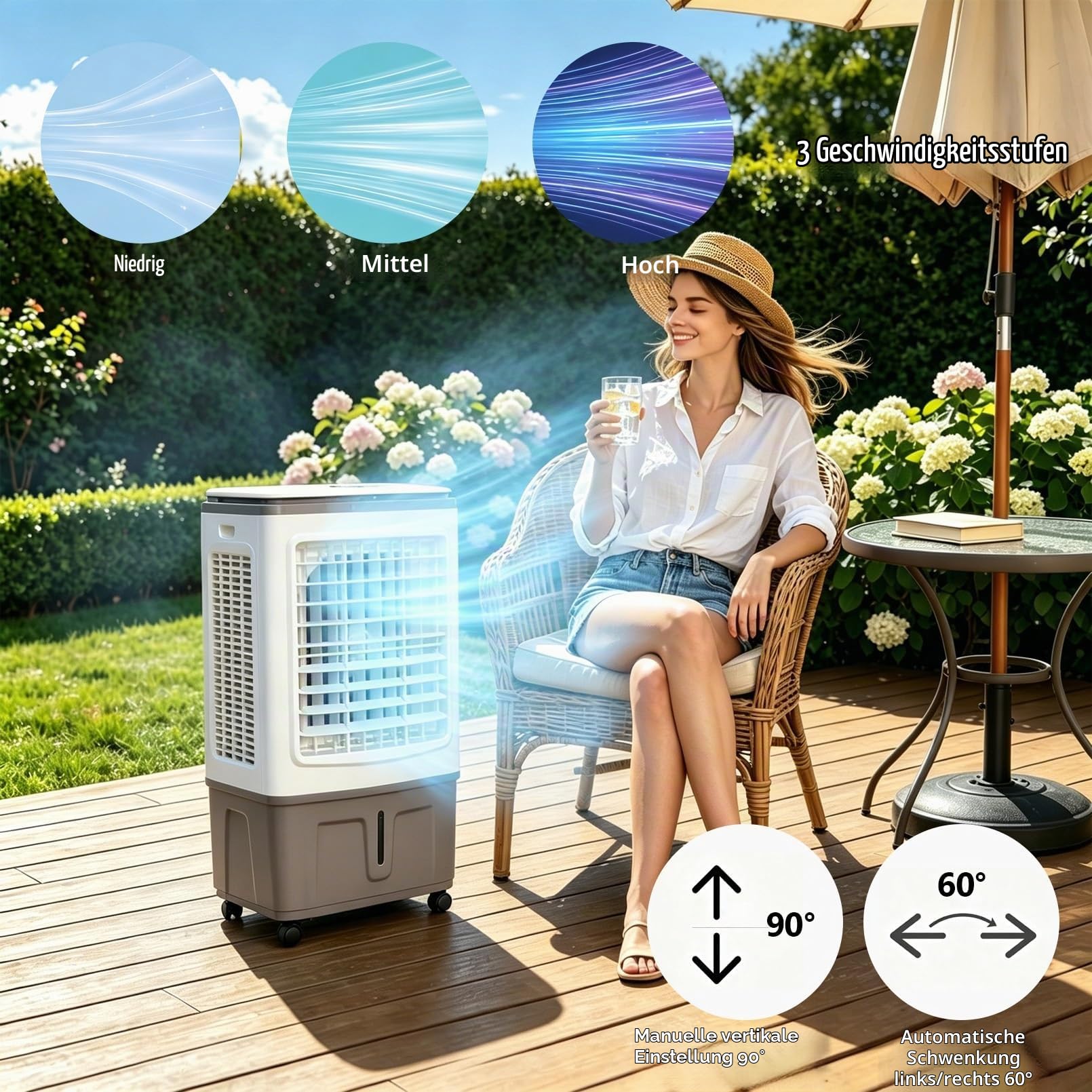 Klimaanlage Mobil 30L ohne Abluftschlauch, 3000m³/h, 100W