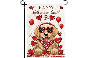 Golden Retriever Valentines Day Garden Flag