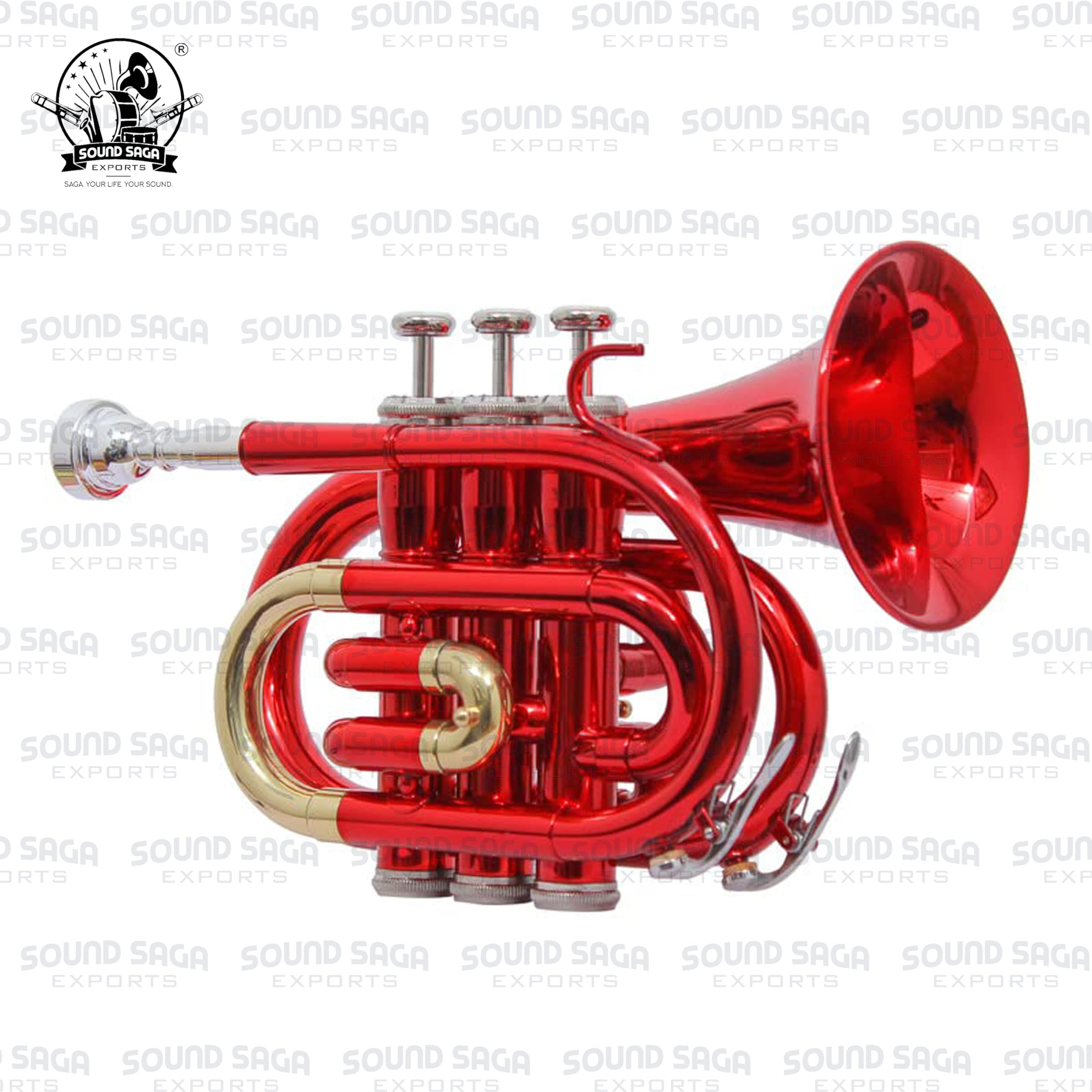 Instrumento de latón para trompeta de bolsillo Bb | Instrumento hecho a mano con precisión | Ideal para estudiantes, orquesta, conciertos y principiantes | Boquilla y funda de transporte dura incluida