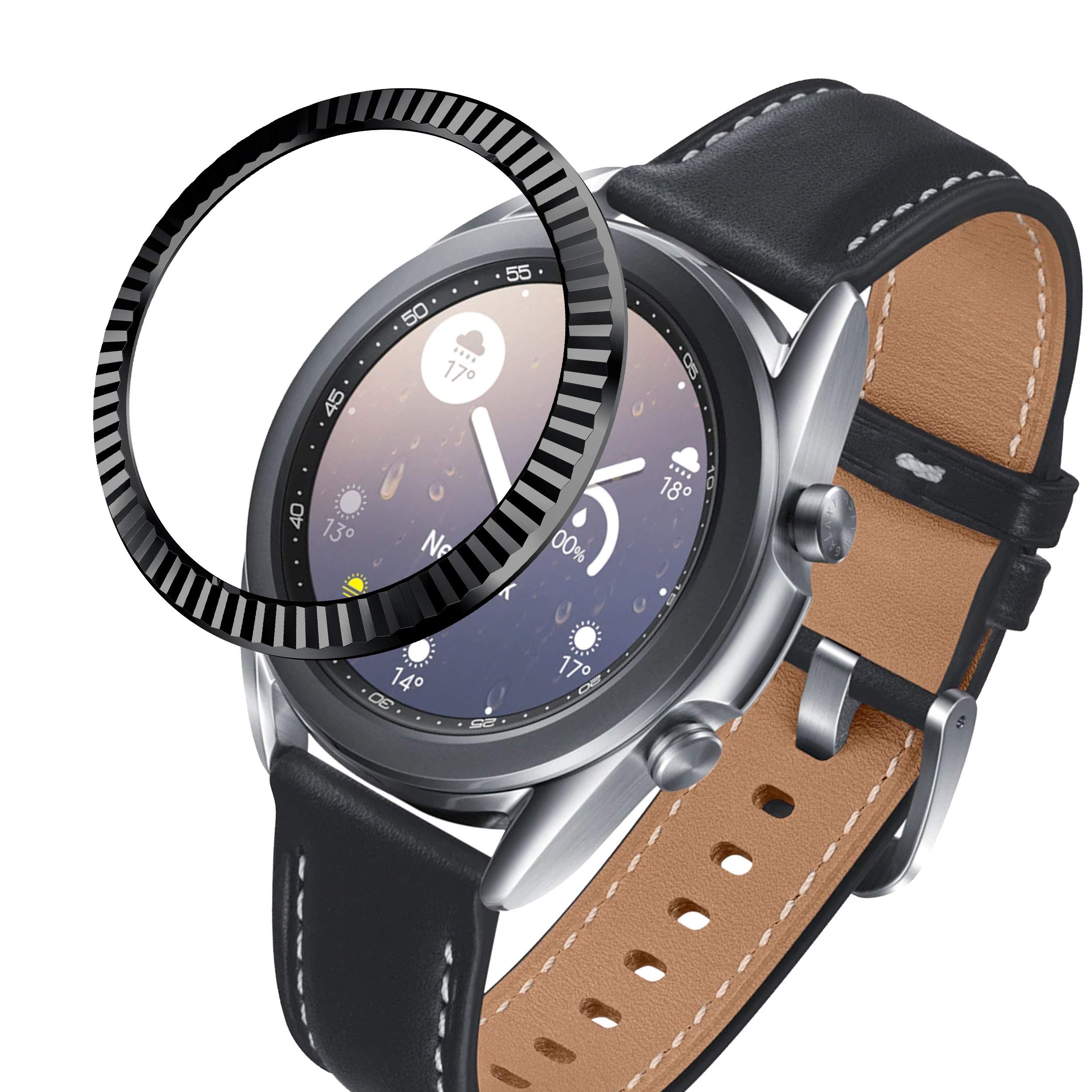 BaiHui Decorative Bezels Compatible Galaxy Watch 3 41mm Bezel, Stainless Steel Bezel Ring Adhesive Cover Anti Scratch Protection Cover for Galaxy Watch 3 41mm Accessory - Black