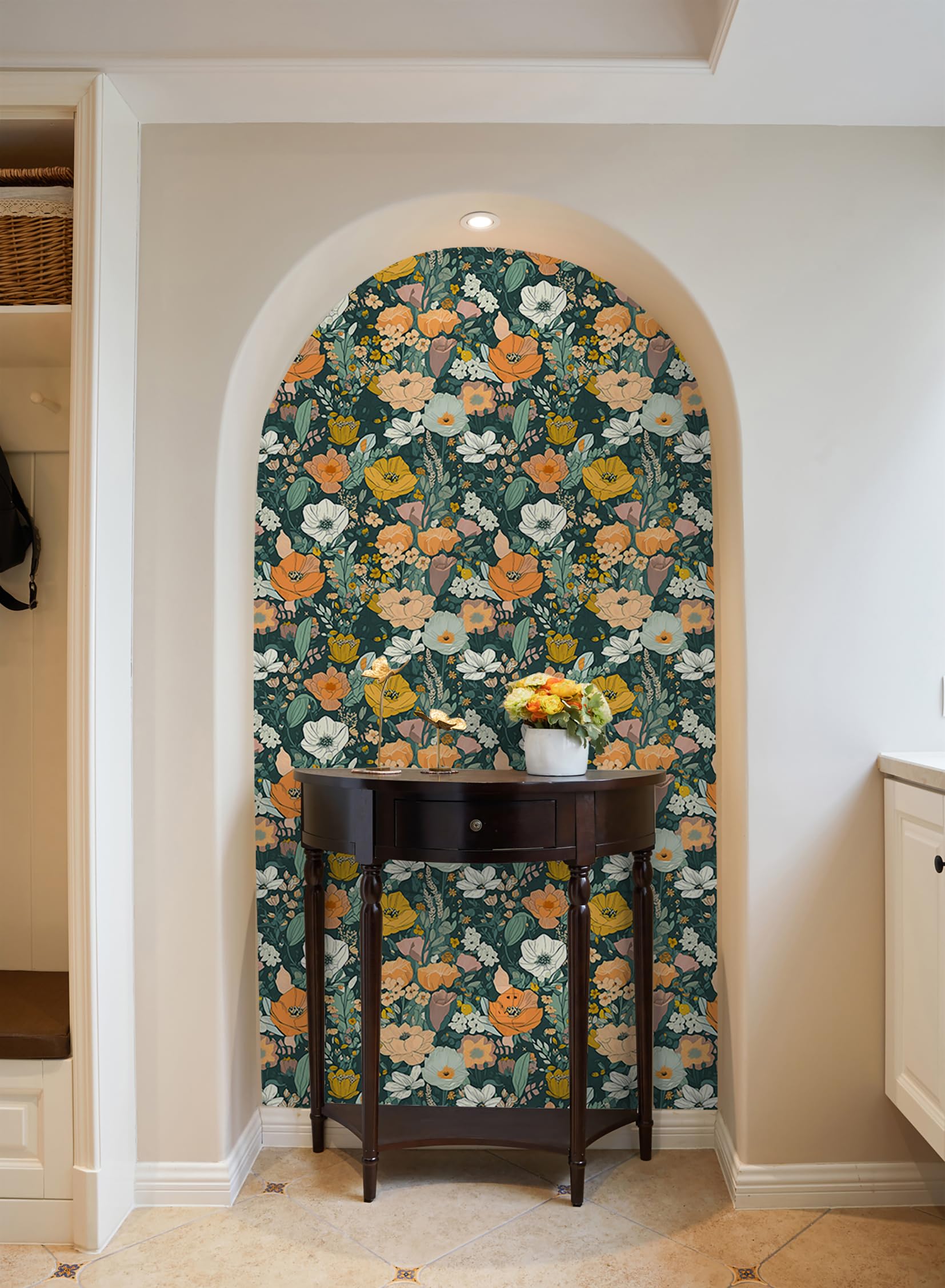 Papier Peint Bohème Amovible à Motif Floral Pour Maison, Chambre à Coucher, Décoration Murale, Imperméable, 44 X 590 Cm