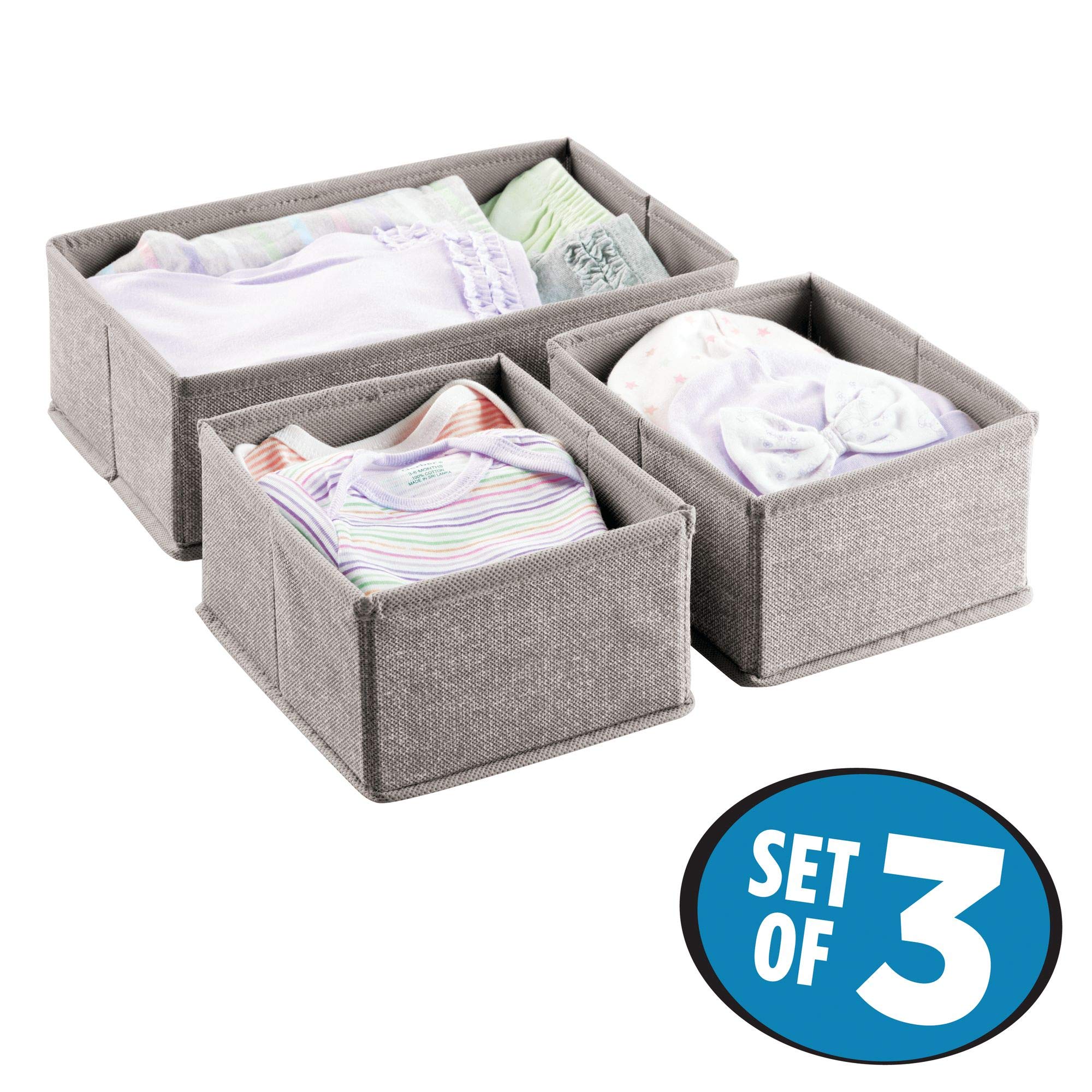 mDesign set da 3 Organizer fasciatoio Scatola portaoggetti grigio