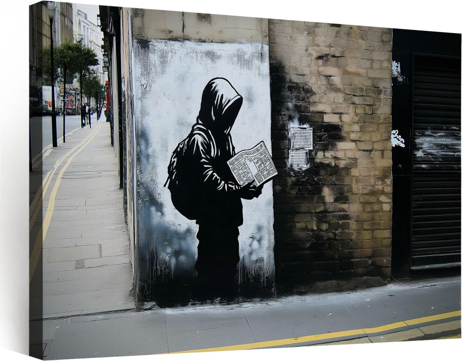 Tableau Decoration Murale, Cadre Decoration Murale Bois Garçon à Capuche Street Art Graffiti, Impression sur Toile, Grande Décoration Maison pour Chambre Garçon Salle de Jeux Gaming 100x70 cm