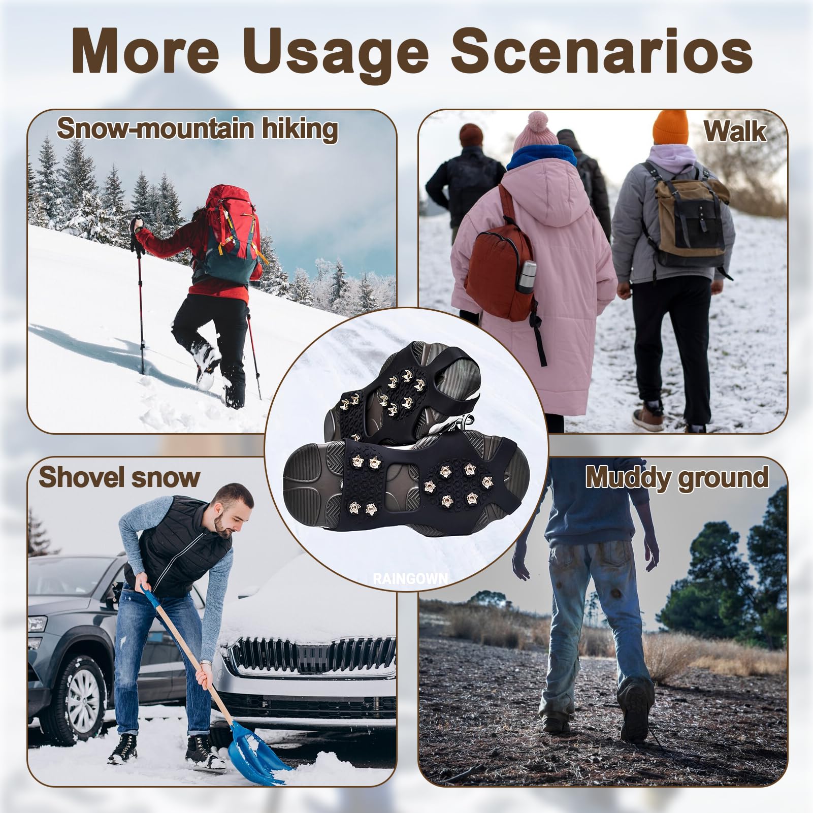 Ramponi Da Ghiaccio Antiscivolo - 10 Punte Acciaio Inox Per Trekking Invernale E Camminate Su Ghiaccio - Foto 10