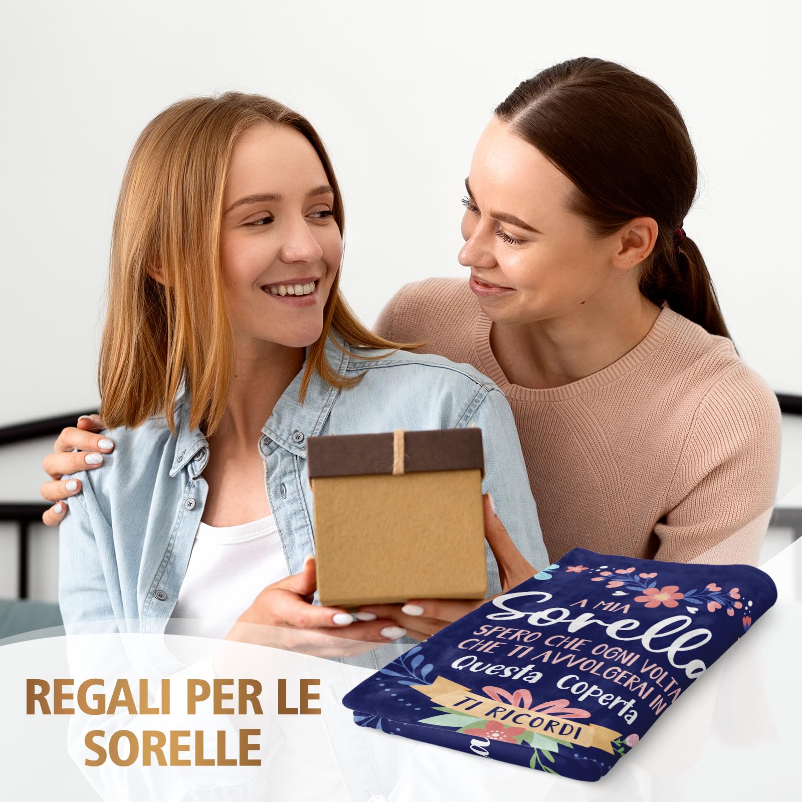 Niyewsor Regalo Sorella, Regali per Sorella Coperta, Regalo Sorella Compleanno, Regalo Migliore Sorella, Festa della Mamma Regalo per Amica Sorella, Coperta per Sorella 130 x 150cm