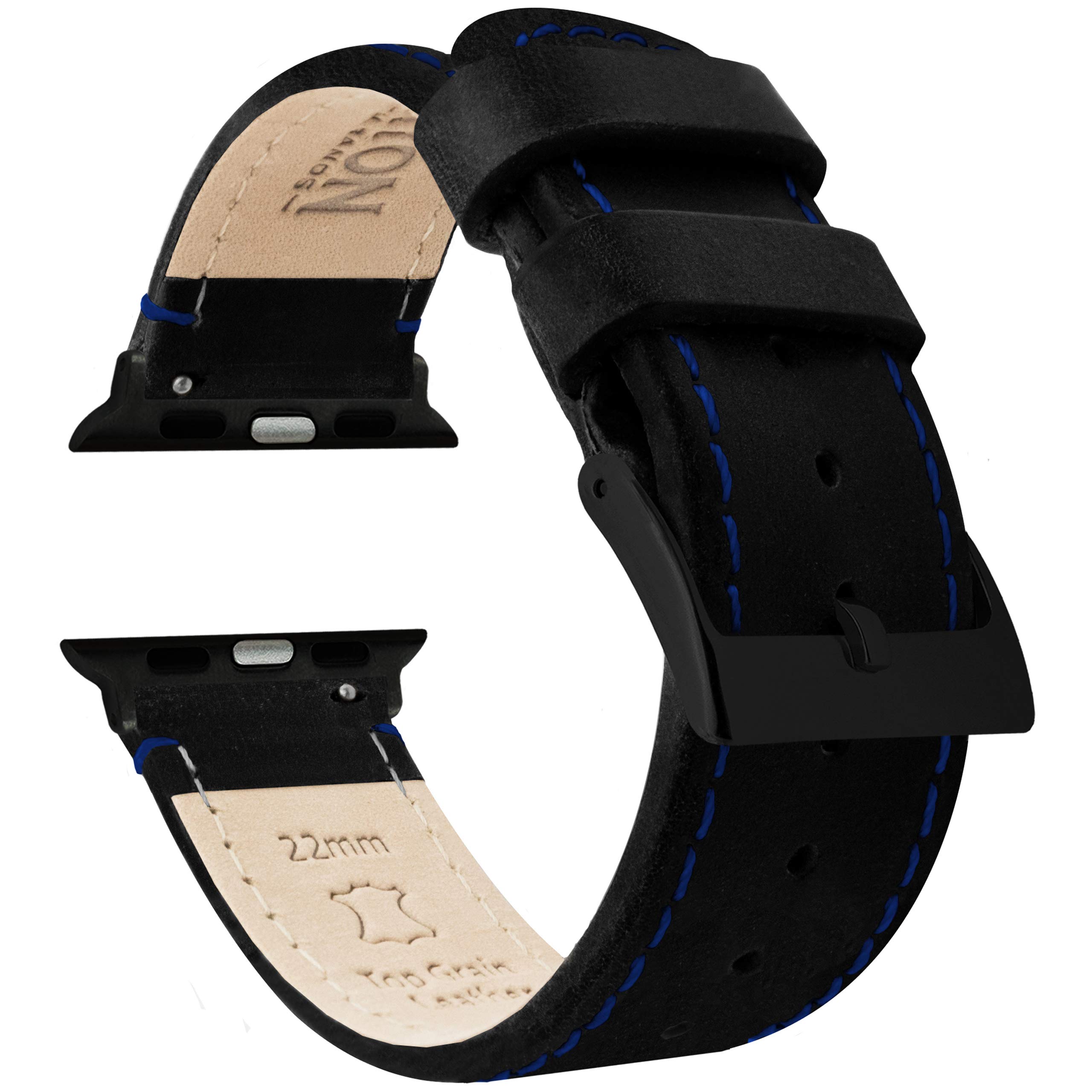 BARTON WATCH BANDS - Top Grain Leather Watch Bands Compatible with Apple Watch Models - 1, 2, 3, 4, 5, 6, 7, 8, 9, 10, SE, Ultra &amp; Ultra 2