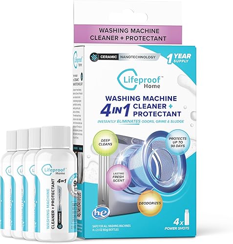 Lifeproof Limpiador de lavadora 4 en 1 hasta 90 días de protección contra olores y suciedad (paquete de 4, suministro de 1 año)