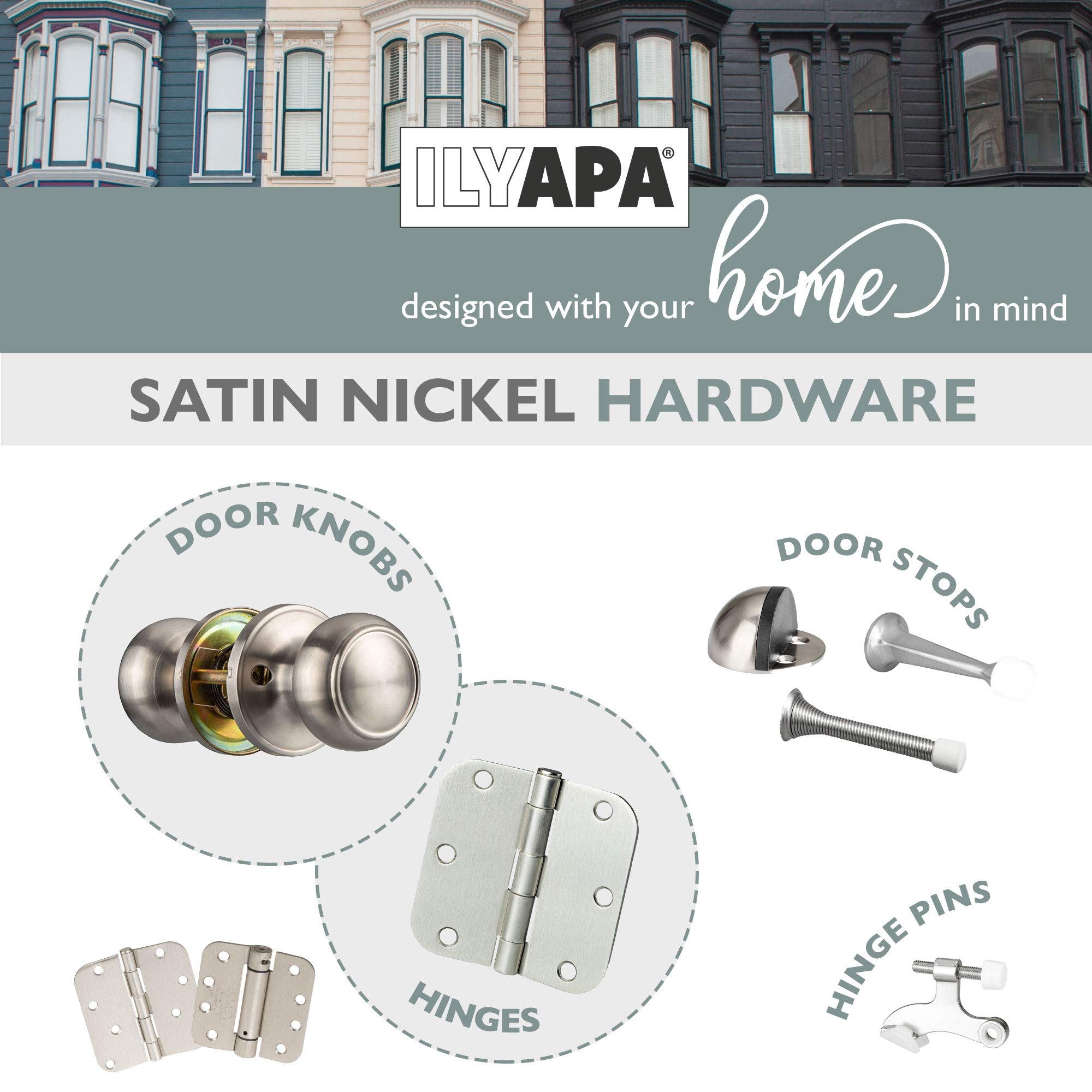 Satin Nickel Passage Door Knobs - 10 Pack -8