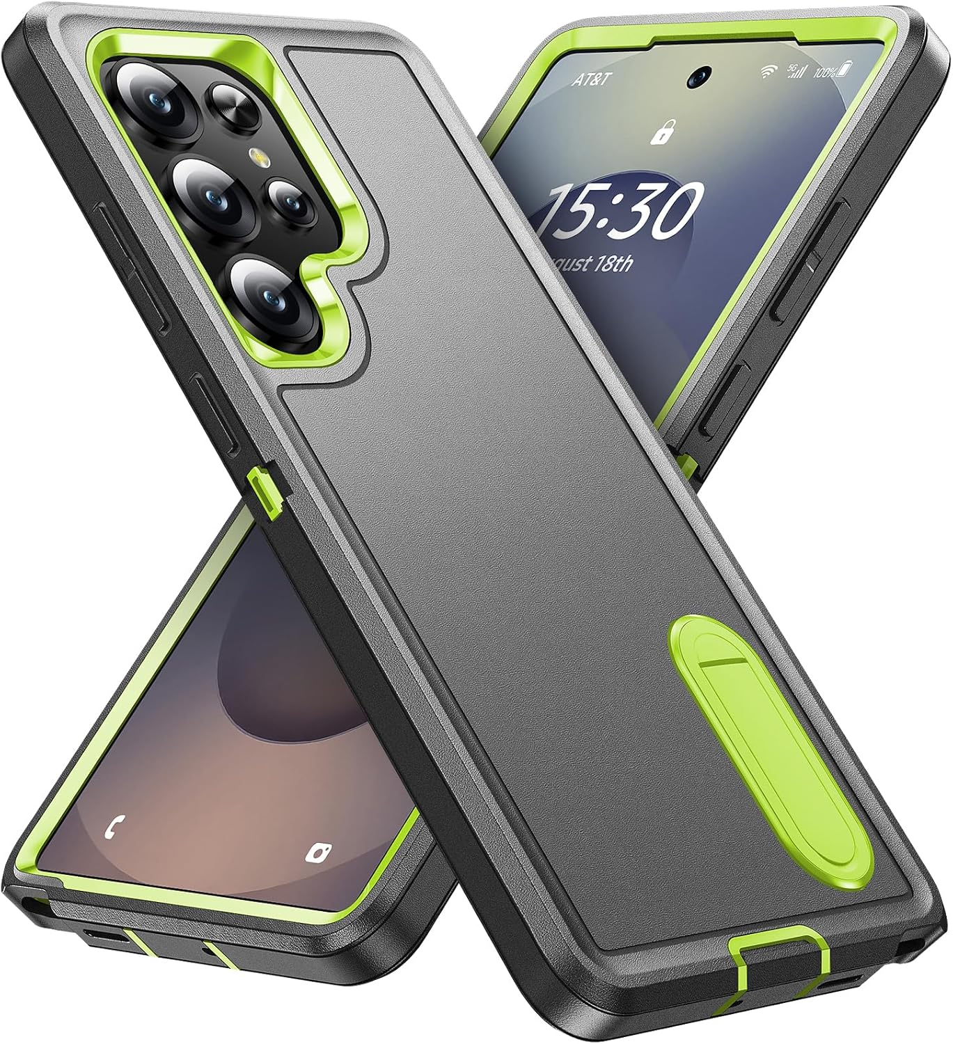 BaHaHoues for Samsung Galaxy S25 Ultra Case with Built in Kickstand, Shockproof/DropProof Military Grade Protective Cover for Galaxy S25 Ultra (Grey/Green) Samsung Galaxy S25 Ultra Grey/Green