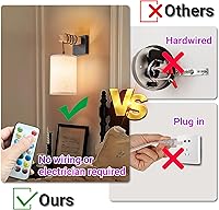 Vista 5 de Juego de dos apliques de pared a pilas, lámpara de pared inalámbrica con bombilla RGB recargable y control remoto, lámpara de pared regulable