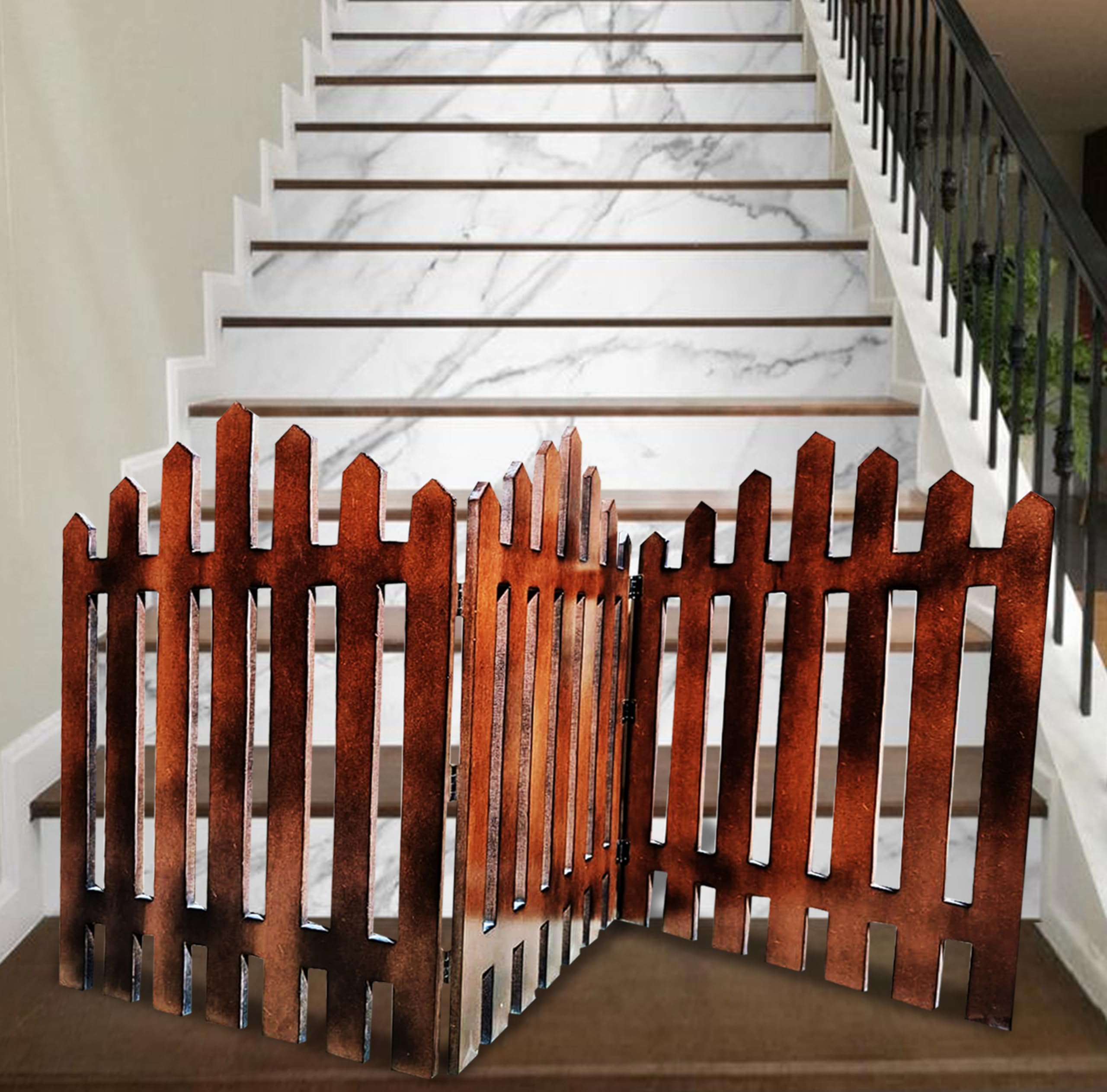 Wood is Used to Make Wall dividers, Hallway partitions, Kitchen partitions, Living Room partitions, and Pooja Room partitions. Three Panels. (Brown)-image-46