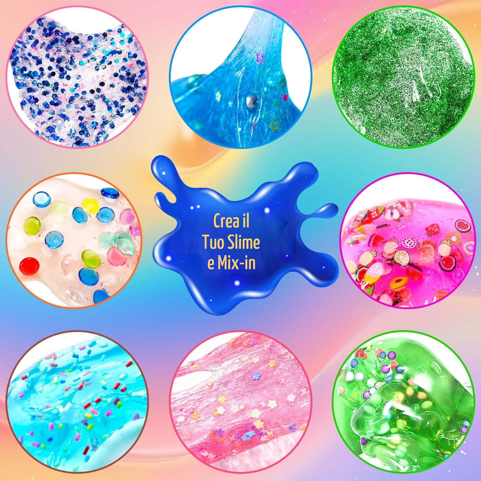 50 Colori DIY Slime Kit Slime Making per Ragazze, Crystal Clear Slime, Glow in The Dark Slime con Sfere di Schiuma Aggiuntive, Charms, Glitter, Giocattolo Regalo per Bambini