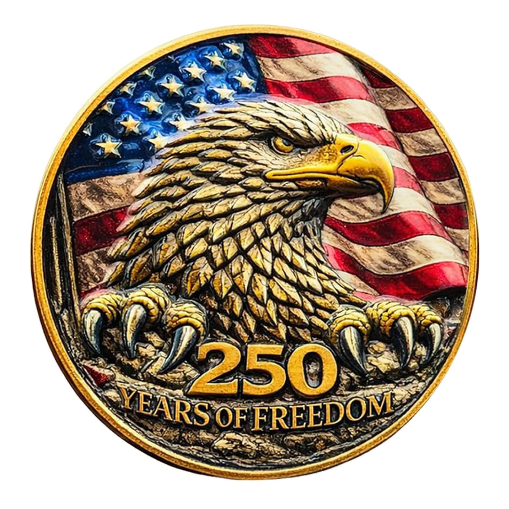 250th Anniversary USA Commemorative Coin Set including Wooden Gift Box, Patriotic Eagle & Liberty Bell Coins