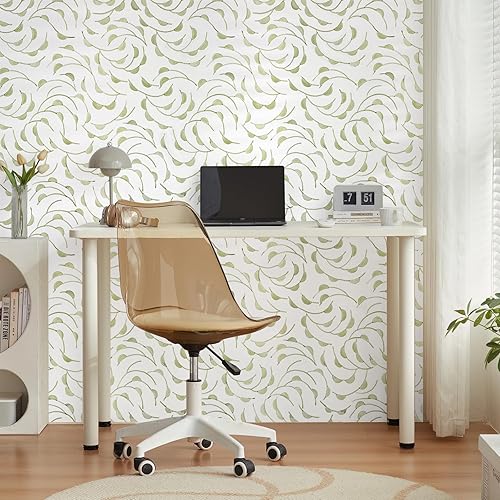 Miniatura 5 de WENMER Papel tapiz autoadhesivo para despegar y pegar, papel tapiz de hojas de 17.7 x 118 pulgadas, papel de contacto bohemio geométrico extraíble,