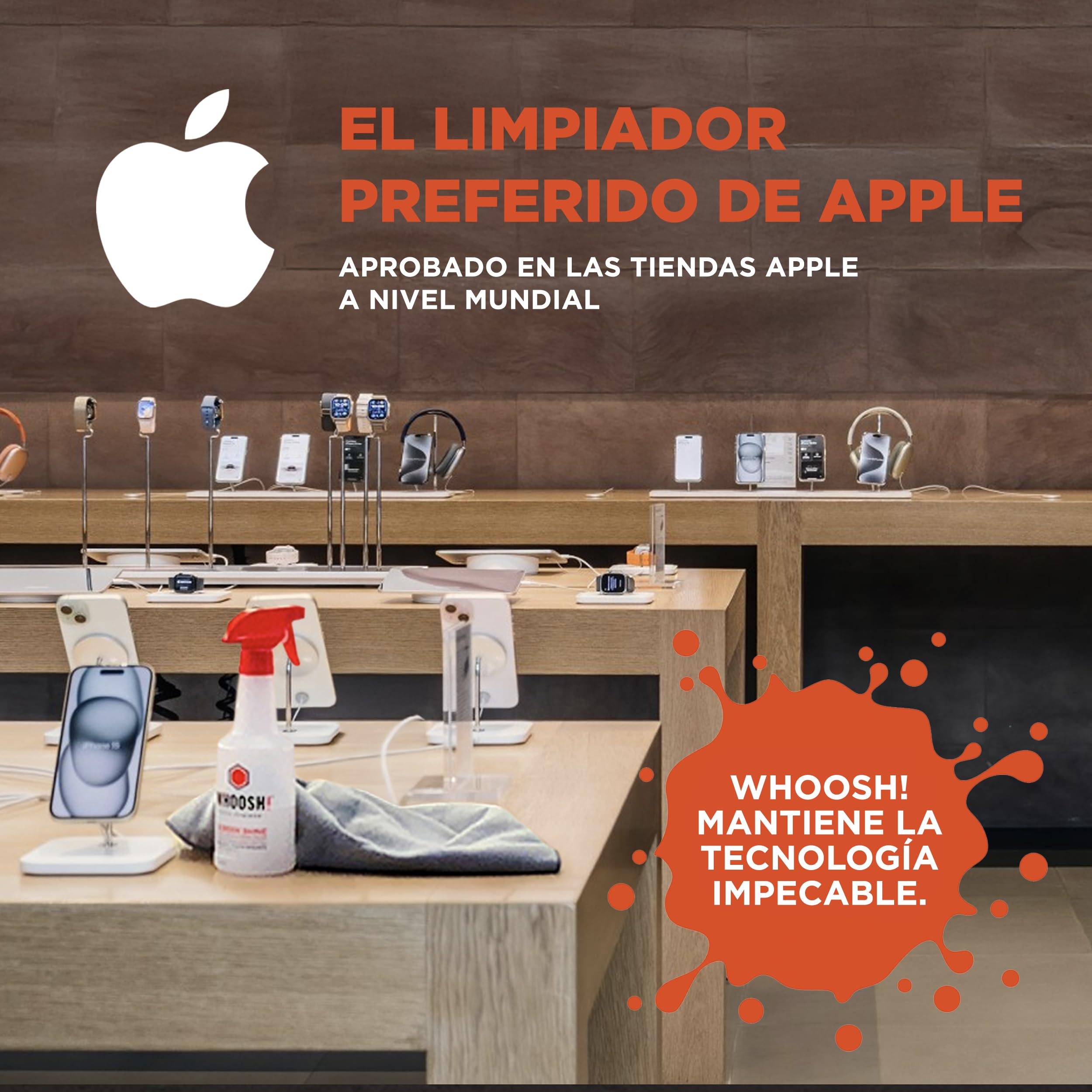 WHOOSH! Limpiador de Pantalla TV Pro para LED, LCD – Kit de Limpieza de Pantalla de TV OLED de 500 ml con paño de Microfibra, Botella Recargable, Limpieza sin Rayas, fórmula Segura y no tóxica