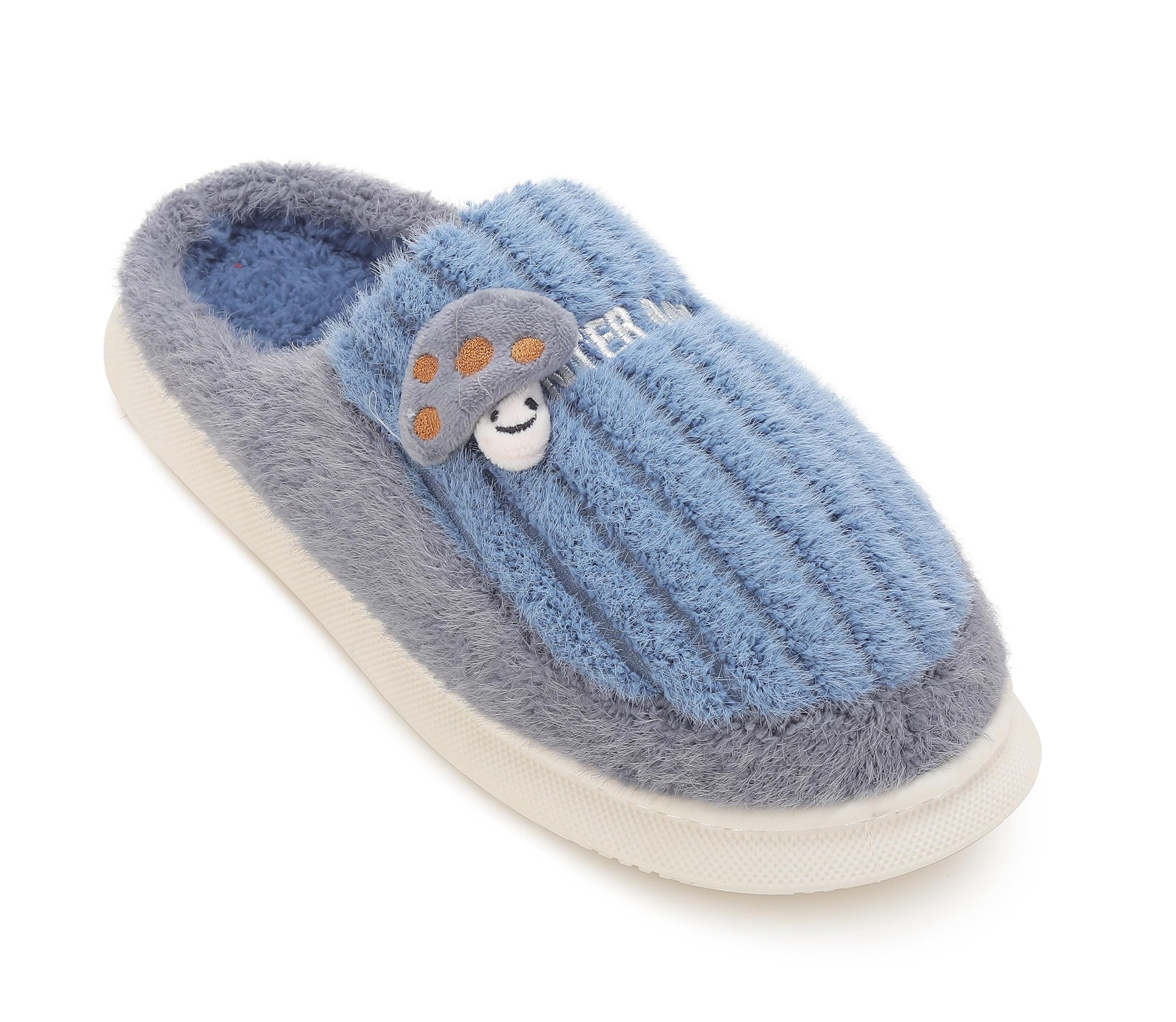 Dekkin Men's Winter Home Indoor Mushroom Design Fur Slip on Slipper