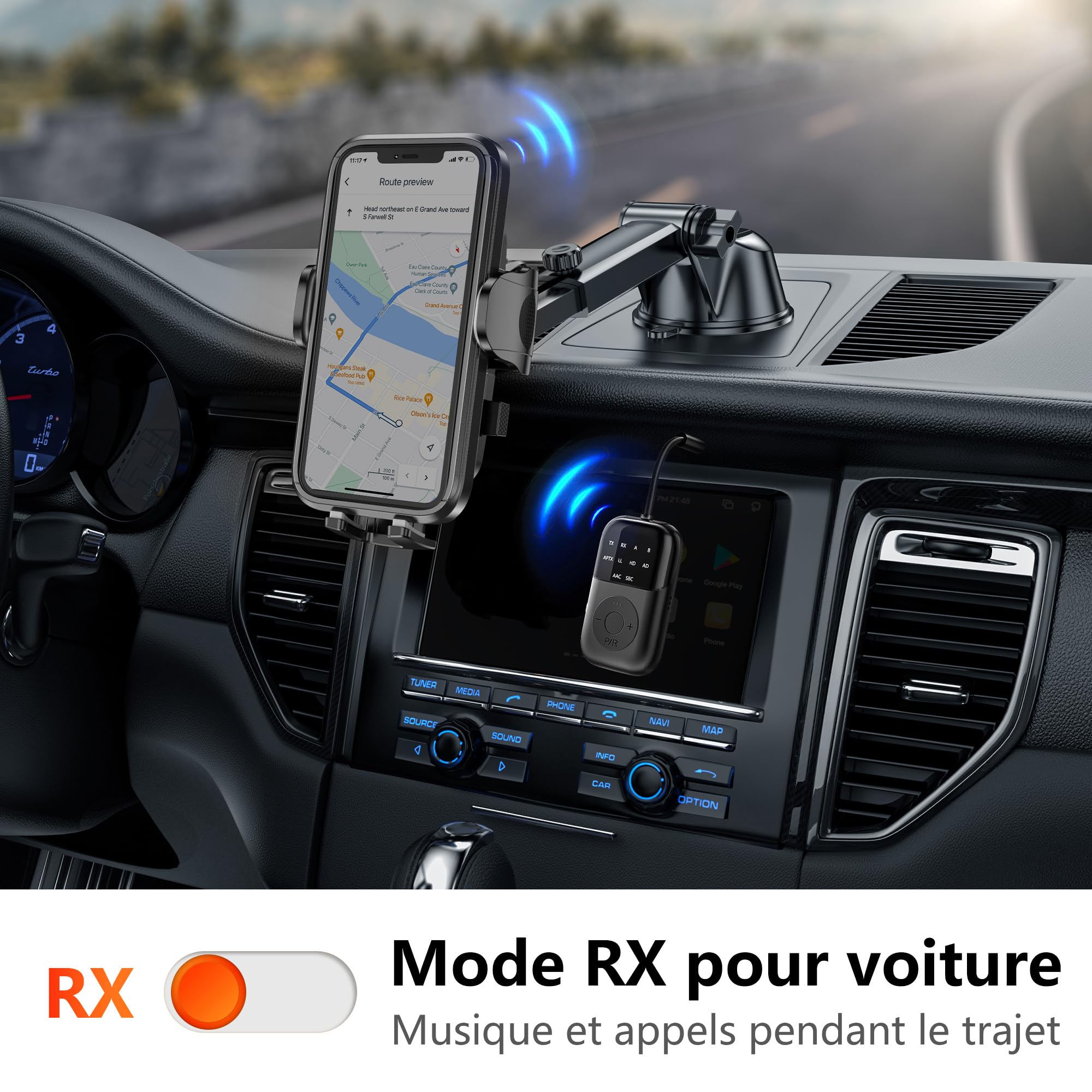Bluetooth 5.4 Transmetteur Récepteur, 2-en-1 Adaptateur Bluetooth Avion, Double Casque & 24H Autonomie - pour TV, Avion, Voiture, Tablettes, Casque TV sans Fil, Compatible AirPods & aptX