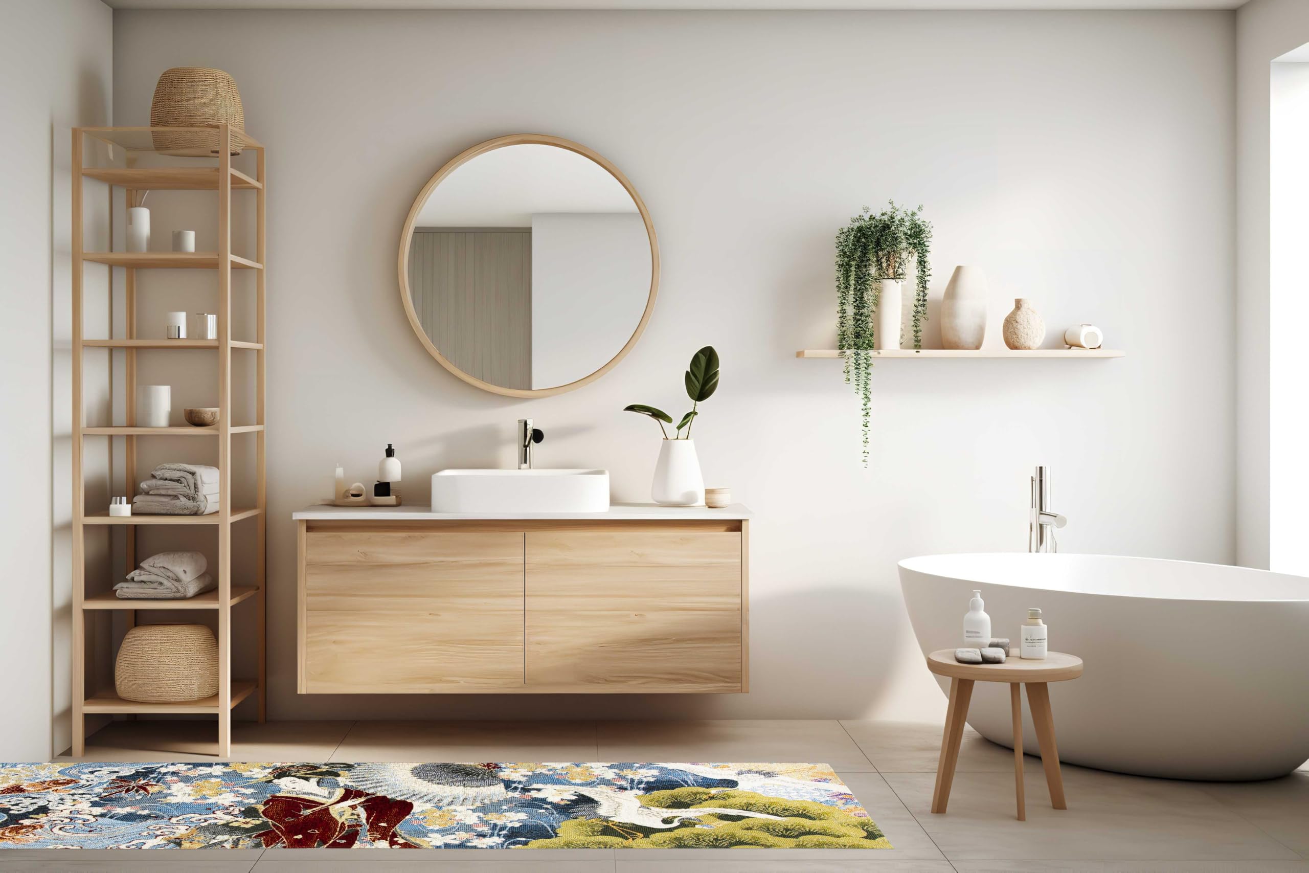 Excelsa Living Tappeto Passatoia da Arredo, Multicolo, Tessuto Jacquard, Poliestere Ciniglia Cotone, Antiscivolo, per Cucina e Bagno (Kimono, 180 x 55 Cm.)