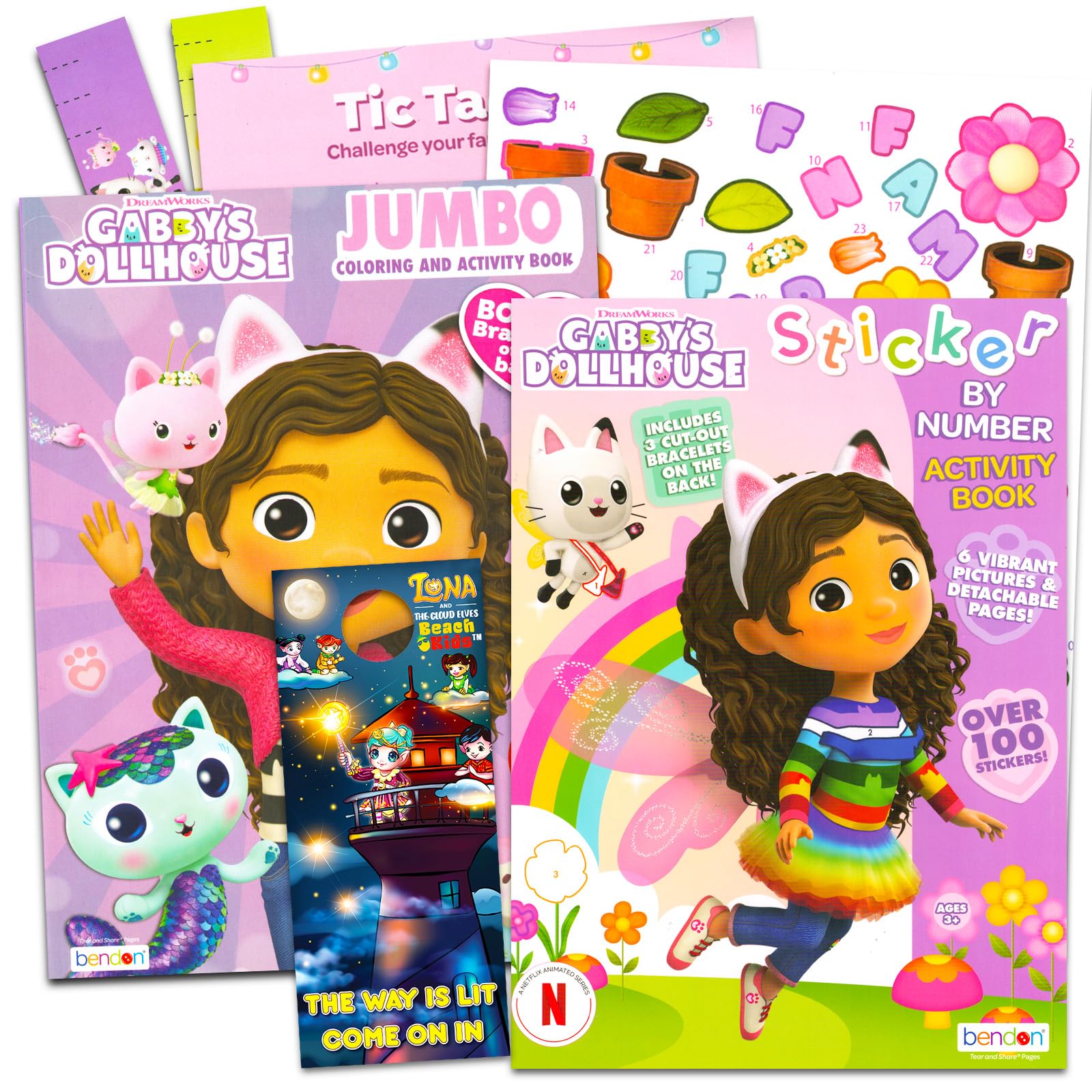 Gabby's Dollhouse Sticker by Number Book - Gabby's Dollhouse Activity Sticker Book Bundle with Gabby's Dollhouse Sticker Mosaic Plus Coloring Book, More | Gabby's Dollhouse Activity Book for Kids