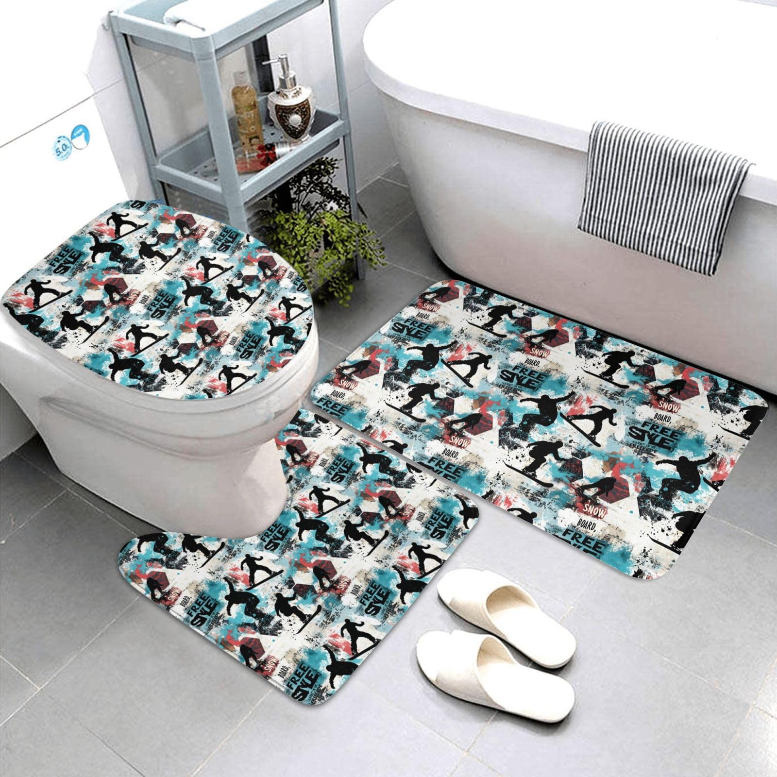 Tapis de bain absorbant lot de 3 lavable pour des pieds au sec après la douche