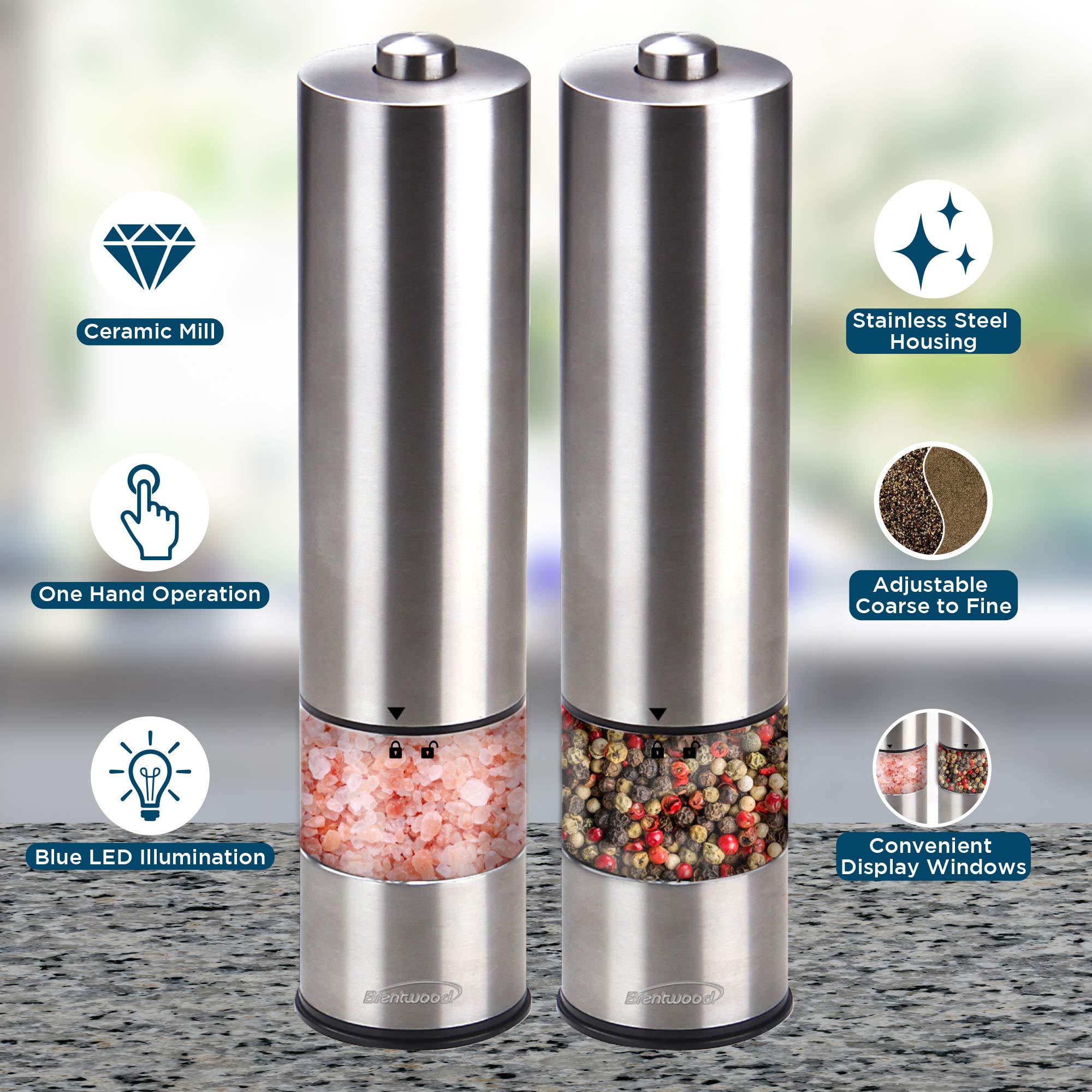 Brentwood SG-2321S Seasoning Grinder, standard, Metallic