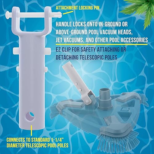 Miniatura 3 de U.S. Pool Supply 2 asas de repuesto para cabezal de aspiradora de piscina de alta calidad, asas de plástico resistentes con clips en V de mariposa y