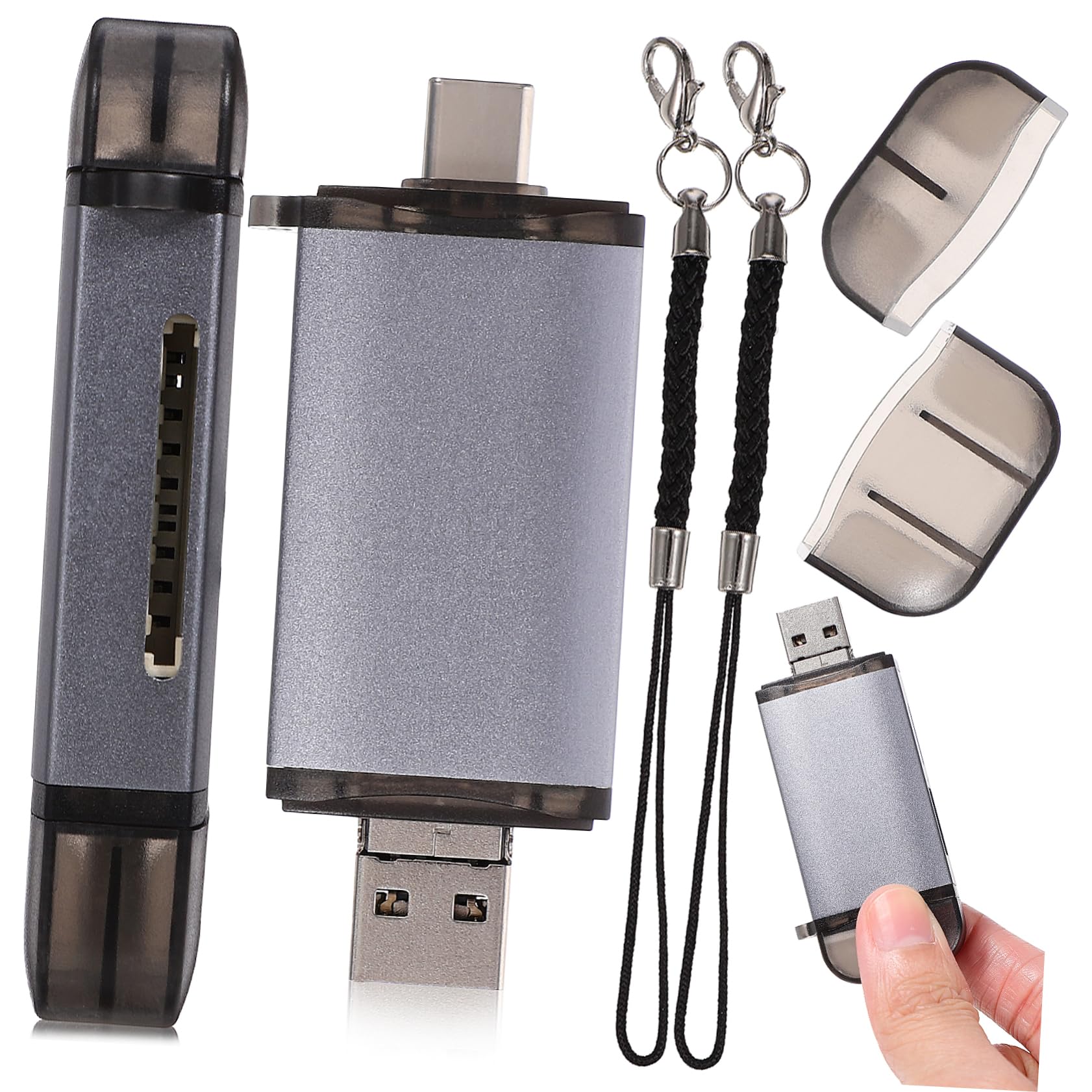 Housoutil 2piezas Lector De Tarjetas Portátil Micro Unidades Compatible Computadoras Teléfonos y Dispositivos c Rápida Diseño Compacto