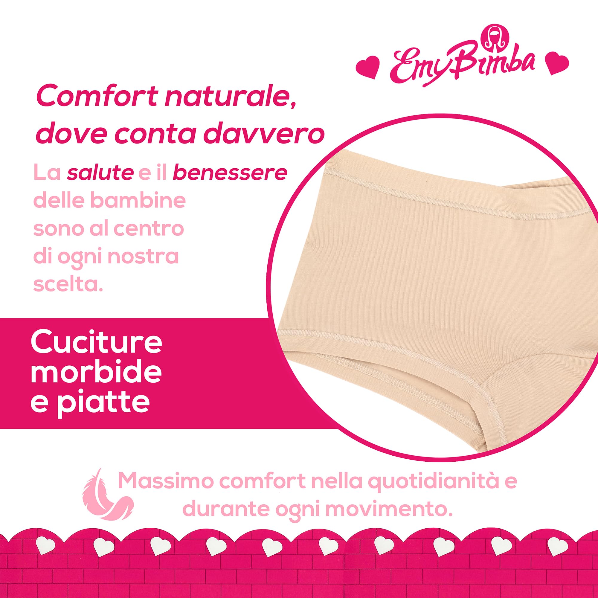 EMY Culotte Bambina Boxerino Shorts Sportivi in Cotone Elasticizzato 90% Cotone 10% Elastan Taglie 4-12 Anni