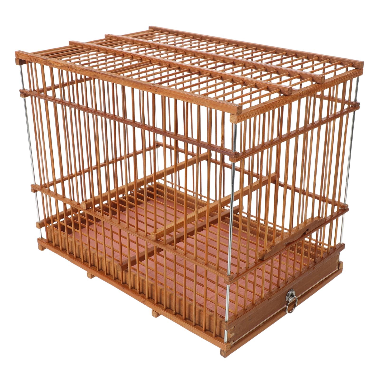SUPVOX Jaula de Bambú Carbonizado Rectangular 30X20X24 CM para Pájaros Pequeños Jaula Ligera Portátil con Bandeja Extraíble Adecuado para Periquitos Jilgueros y Decoración de Jardín