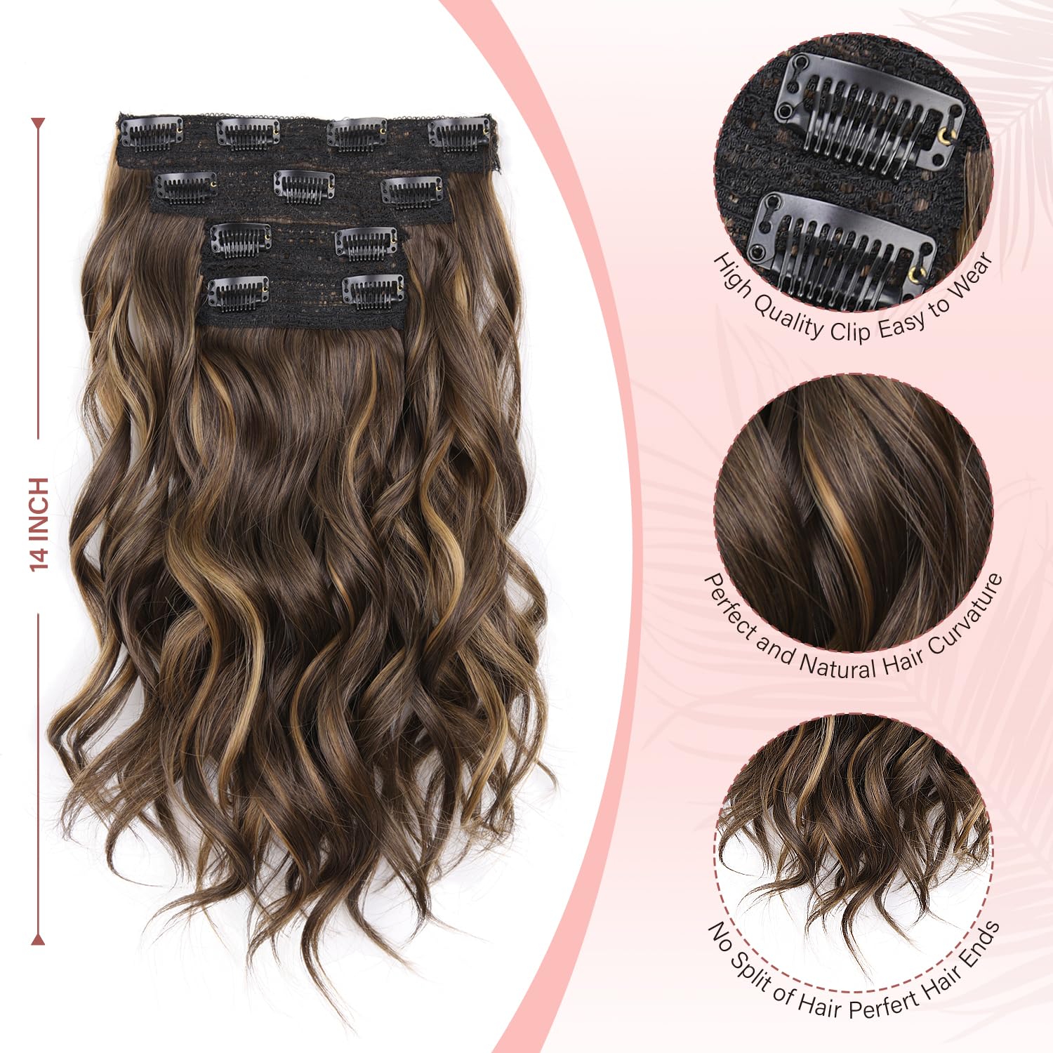 14 Inch Brown Hair Extensions Clip In - Image 3