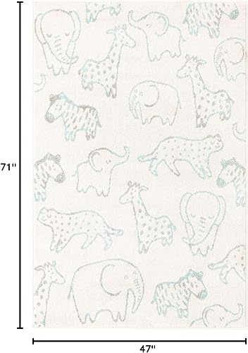 Miniatura 2 de Unique Loom Whimsy Collection - Alfombra rectangular de 3 pies 11 pulgadas x 5 pies 11 pulgadas, marfilazul claro