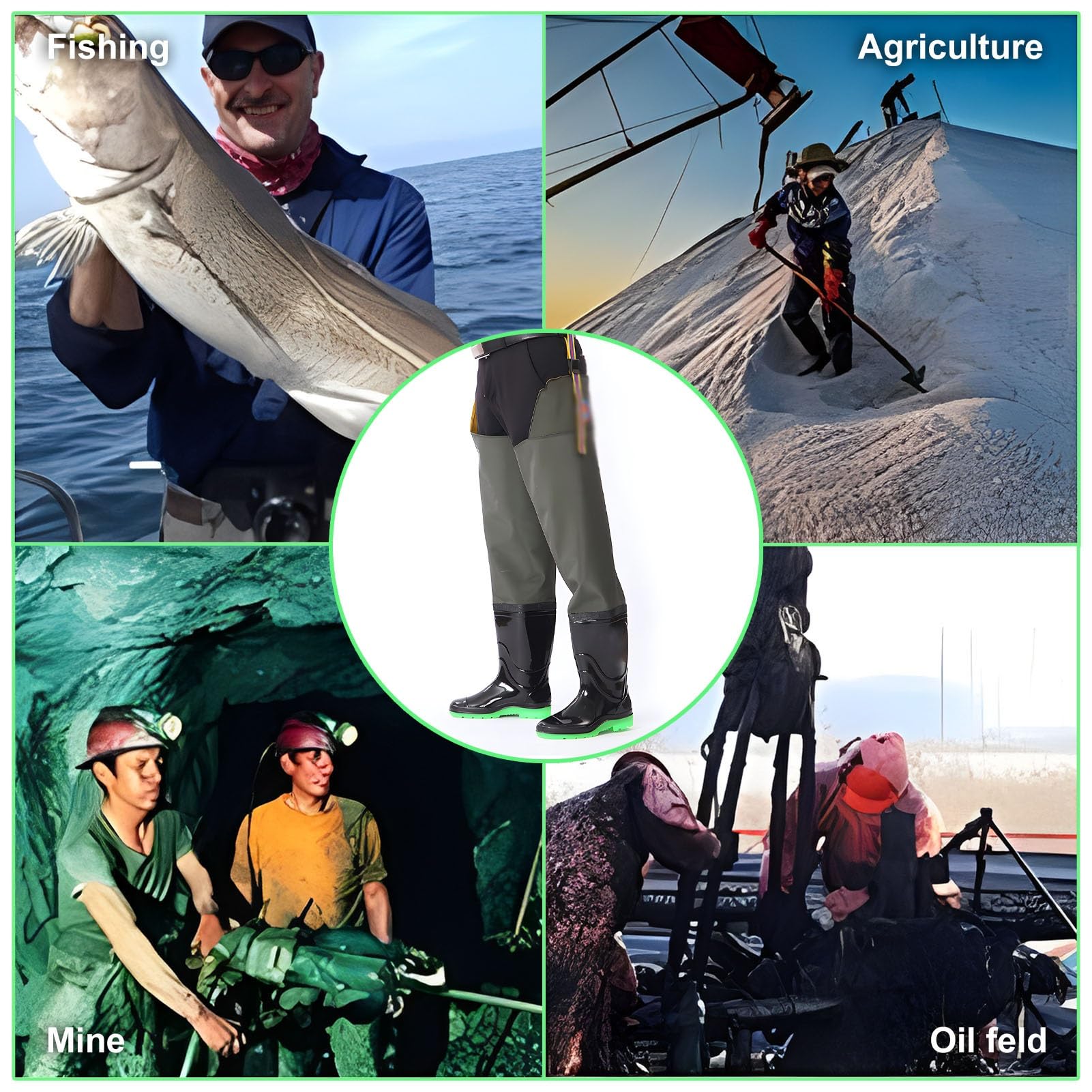 Stivali di Gomma Impermeabili per trampolieri dell Pantaloni da Pesca in Nylon a 2 Strati, Resistenti e Non Facilmente deformabili, for la Caccia, Le paludi e i Laghi(10)