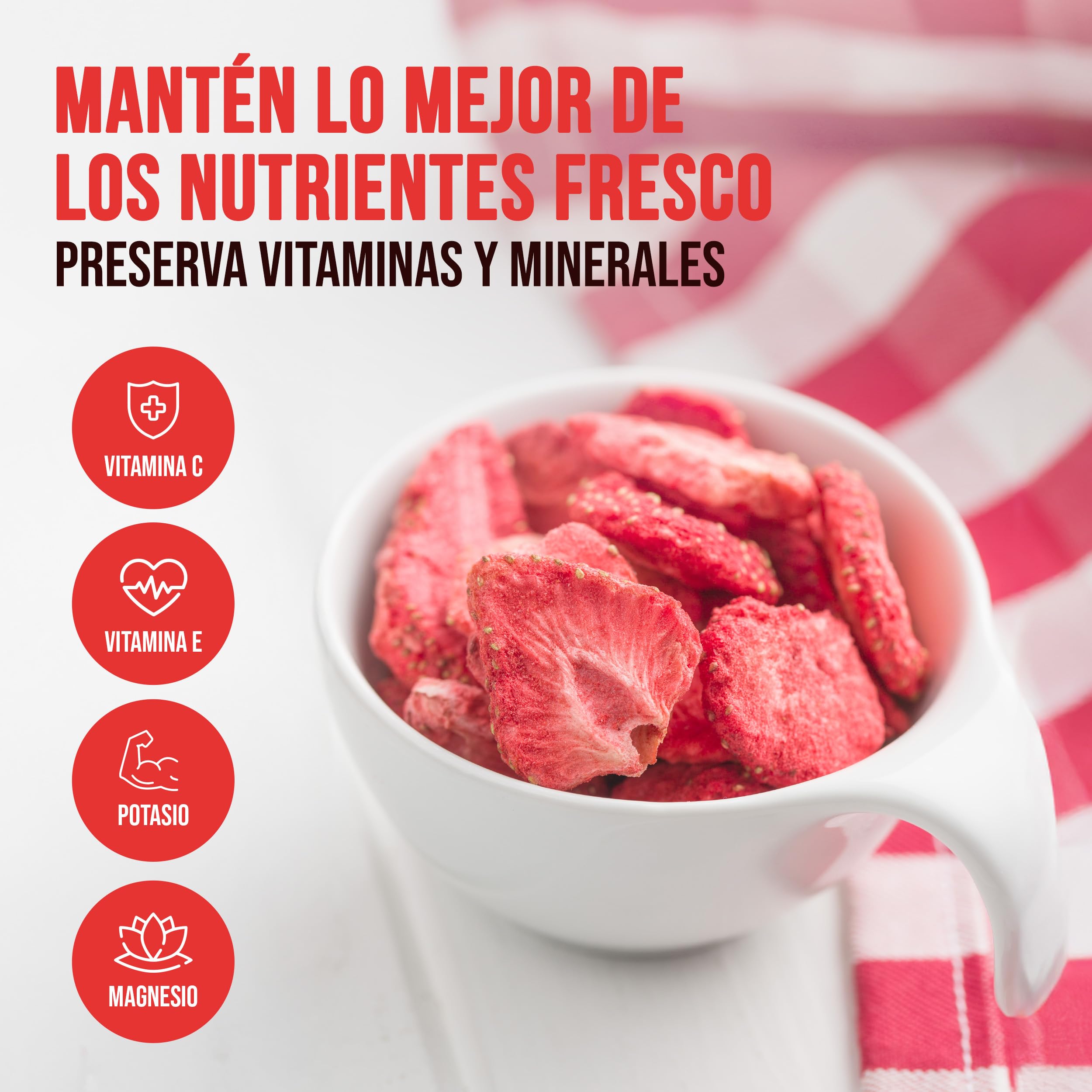 EASY YUMMY - Fresas liofilizadas (300 g), fresas deshidratadas 100% crujientes sin azúcares añadidos, perfectas para aperitivos, muesli y repostería.