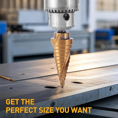 Miniatura 6 de Juego de 3 brocas escalonadas, de acero de alta velocidad, ranuradas en espiral, para chapa de aluminio, madera, plástico, perforación más rápida,