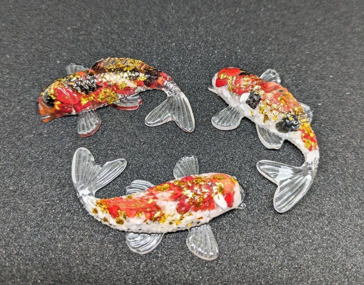 Natural Stone, Nishikoi, Red, White, Three Colors, Scarlet, Carp, Morion, Amulet, Evil Protection