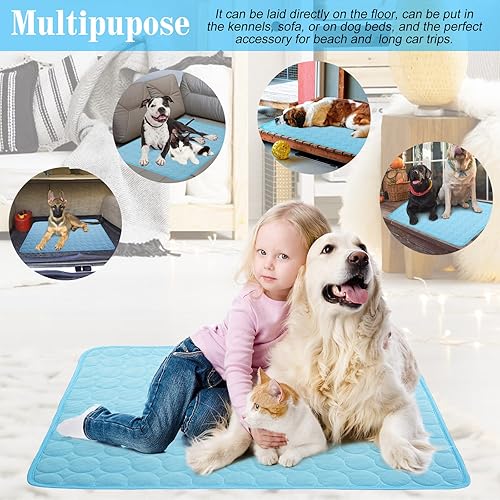 Miniatura 4 de Tapete refrescante para perros, lavable, de seda helada, para perros, parte inferior impermeable, almohadilla para dormir de verano, manta de