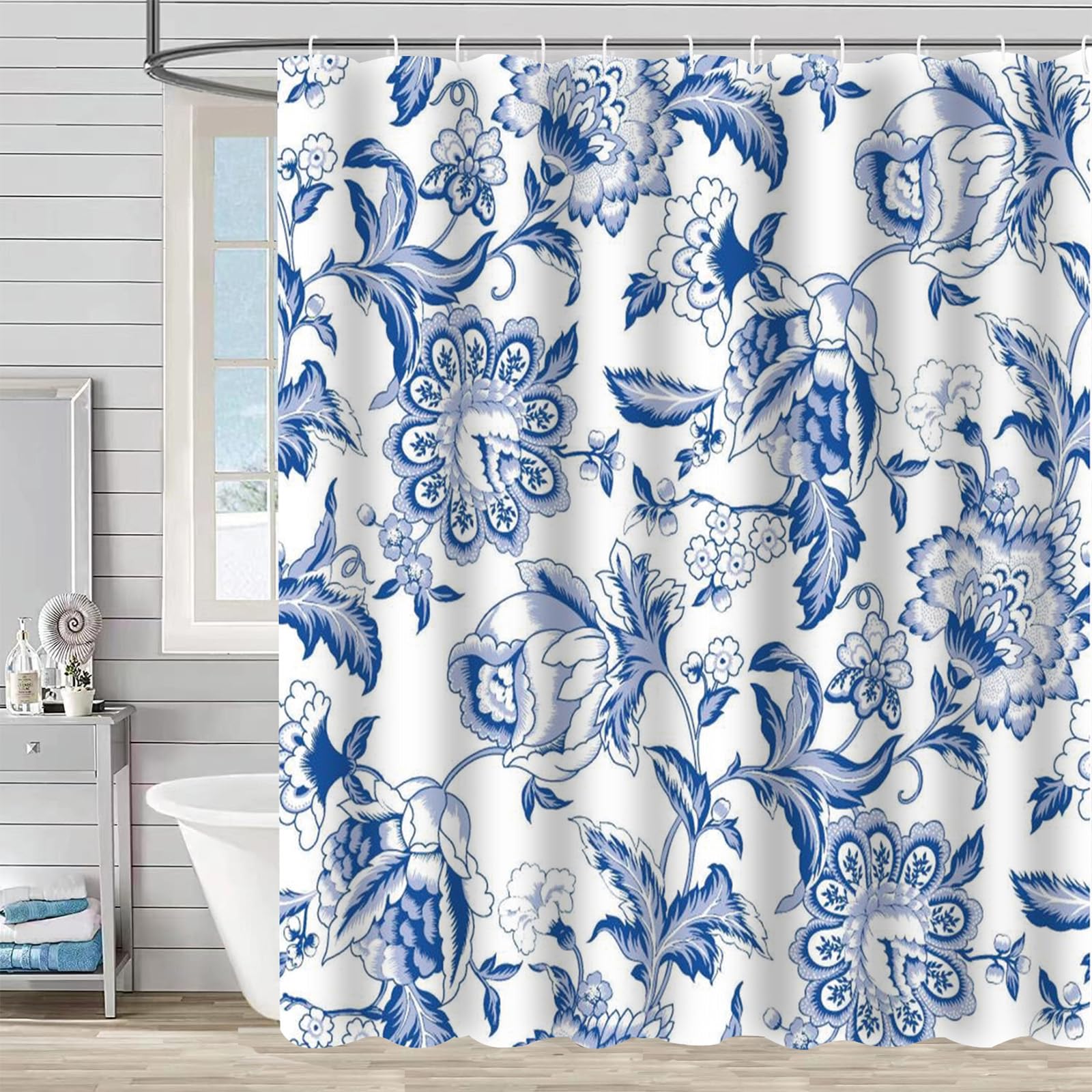 FAIRYGATE Extra Wide Shower Curtain Bathroom Curtain Blue B8020, Fgyjb8020, W 70.9" x L 70.9" (1 Panels)