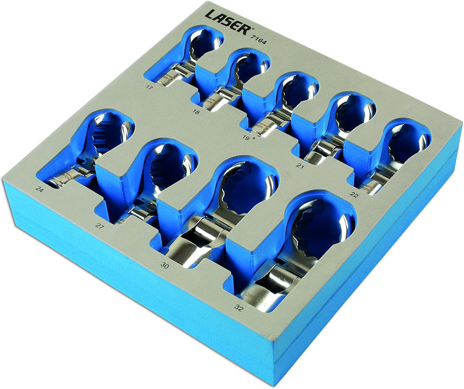 Laser 7164 Flexible Crows Foot Wrench Set 1/2"D 9pc, Blue